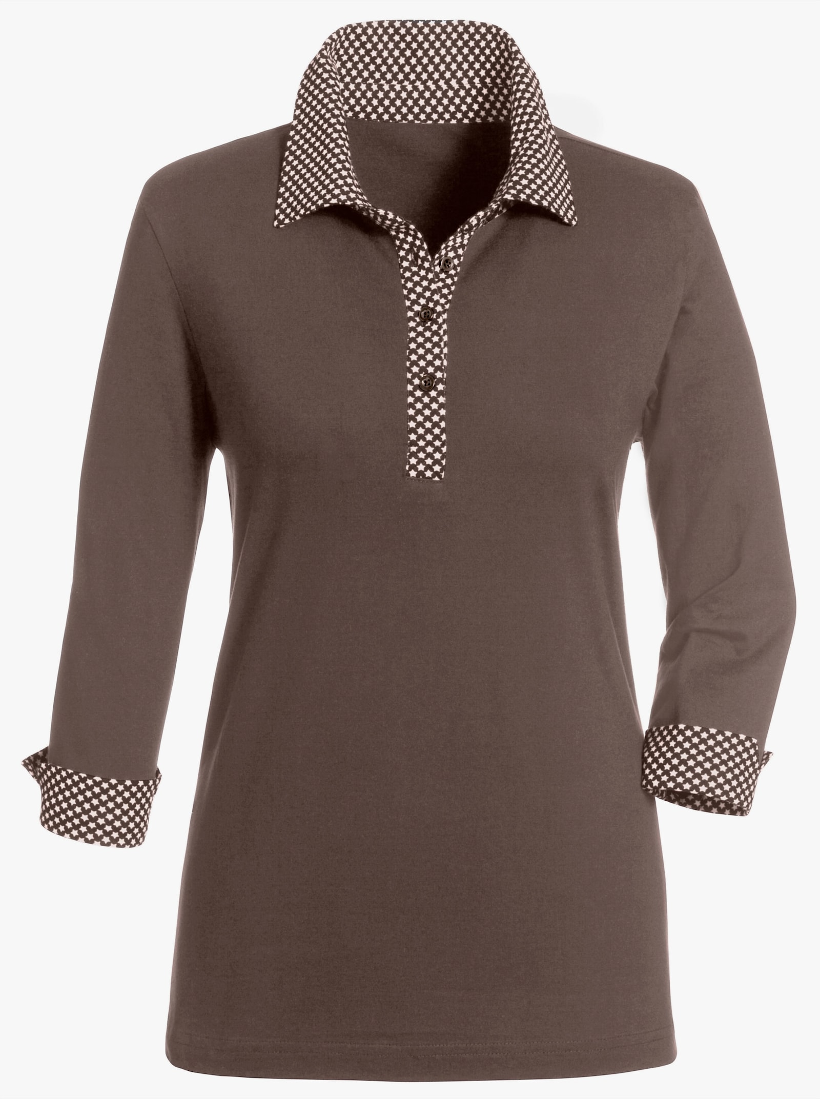 Poloshirt met contrasterende accenten - taupe