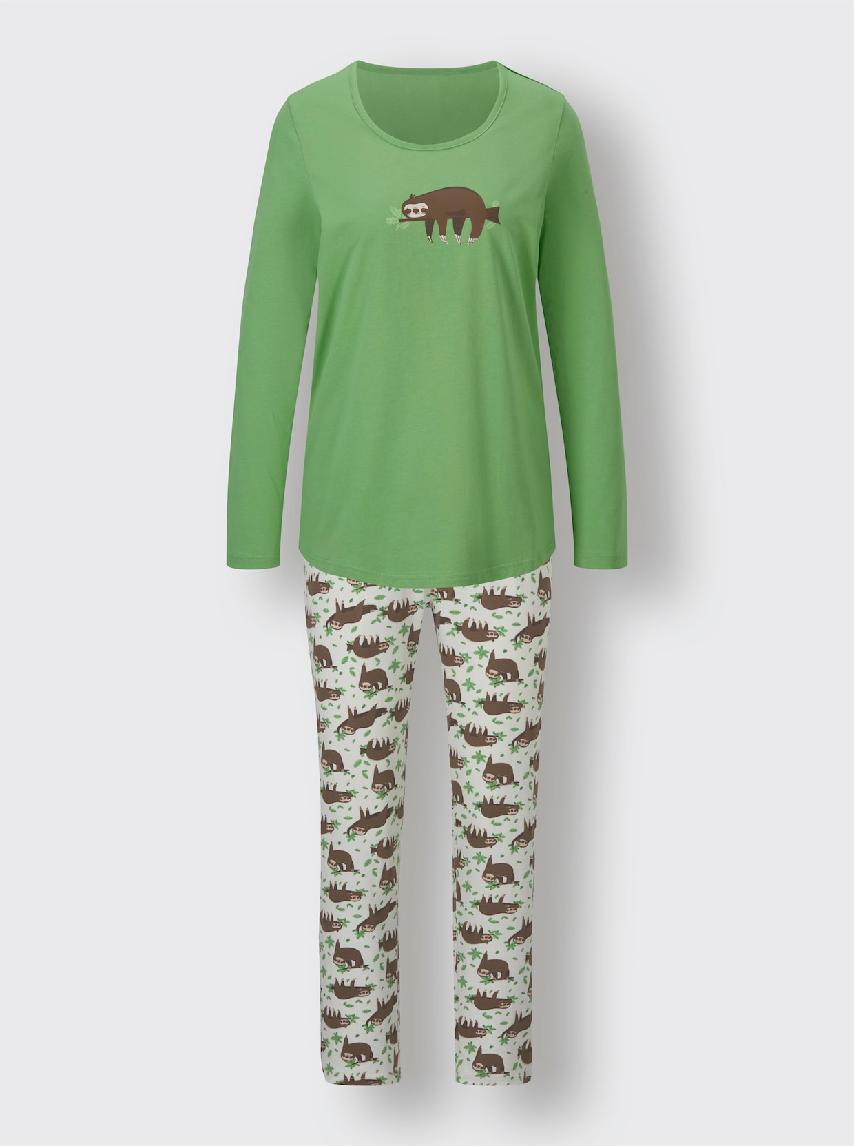 wäschepur Pyjama's - ecru/appelgroen bedrukt + resedagroen/ecru bedrukt