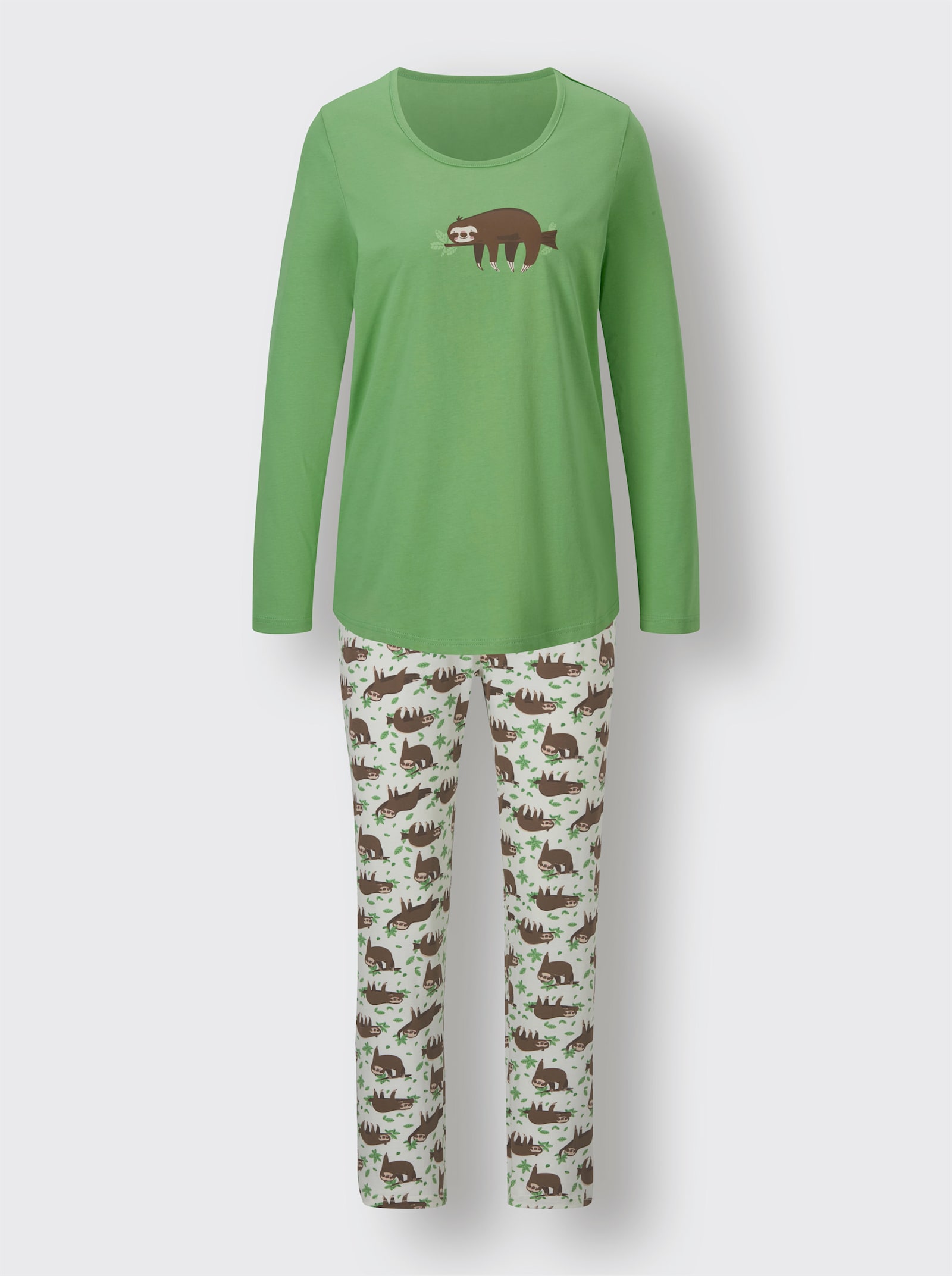 wäschepur Pyjamas - écru-vert pomme imprimé + réséda-écru imprimé