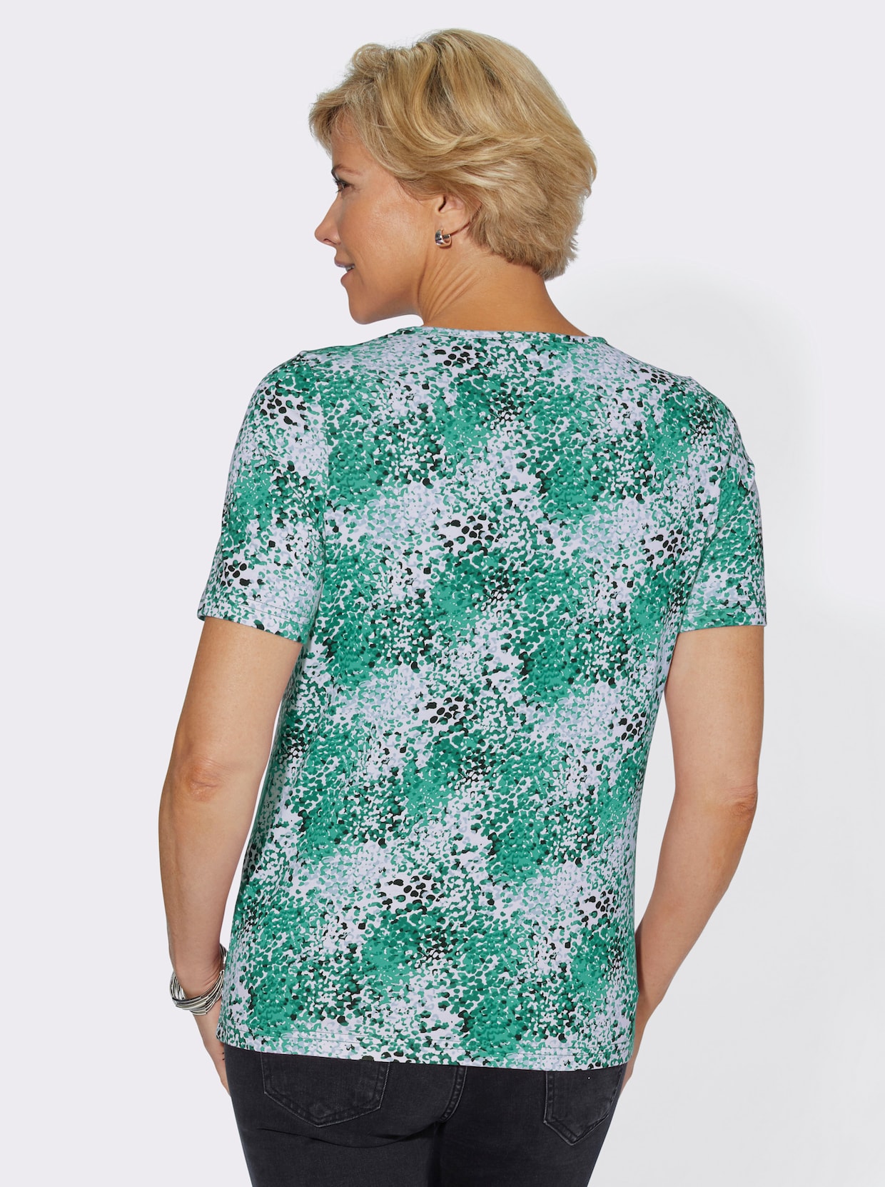 Shirt met korte mouwen - smaragdgroen geprint