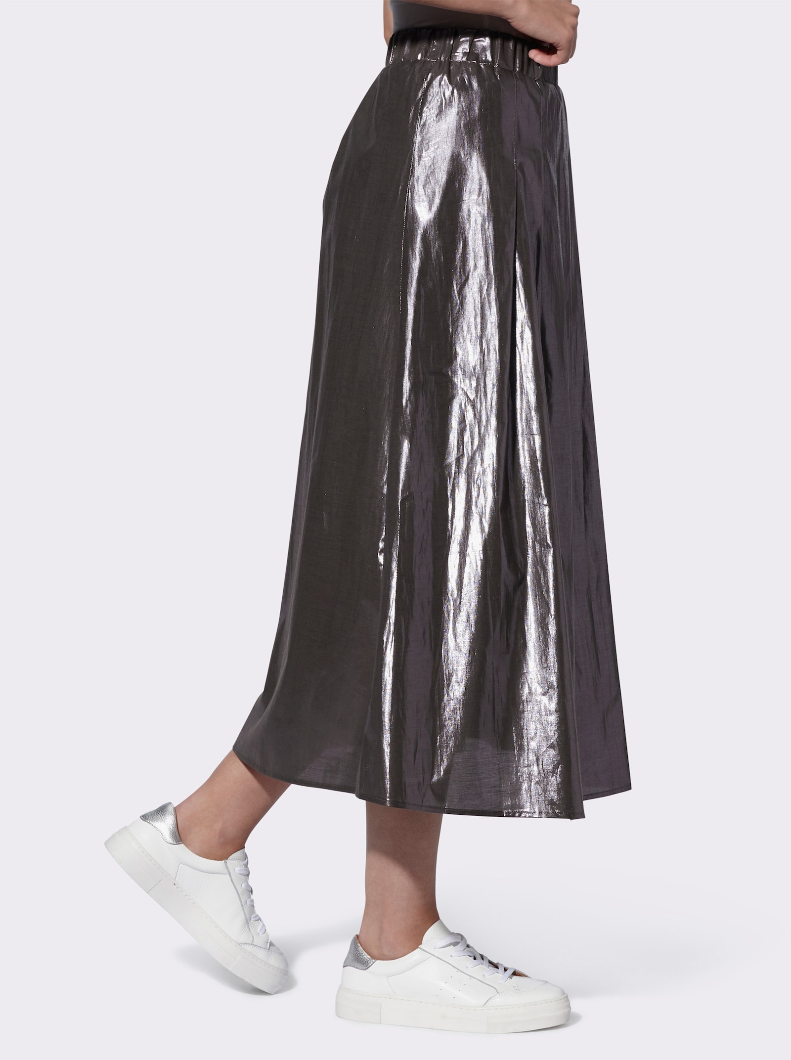 heine Faltenrock mit Rundum-Dehnbund - silberfarben
