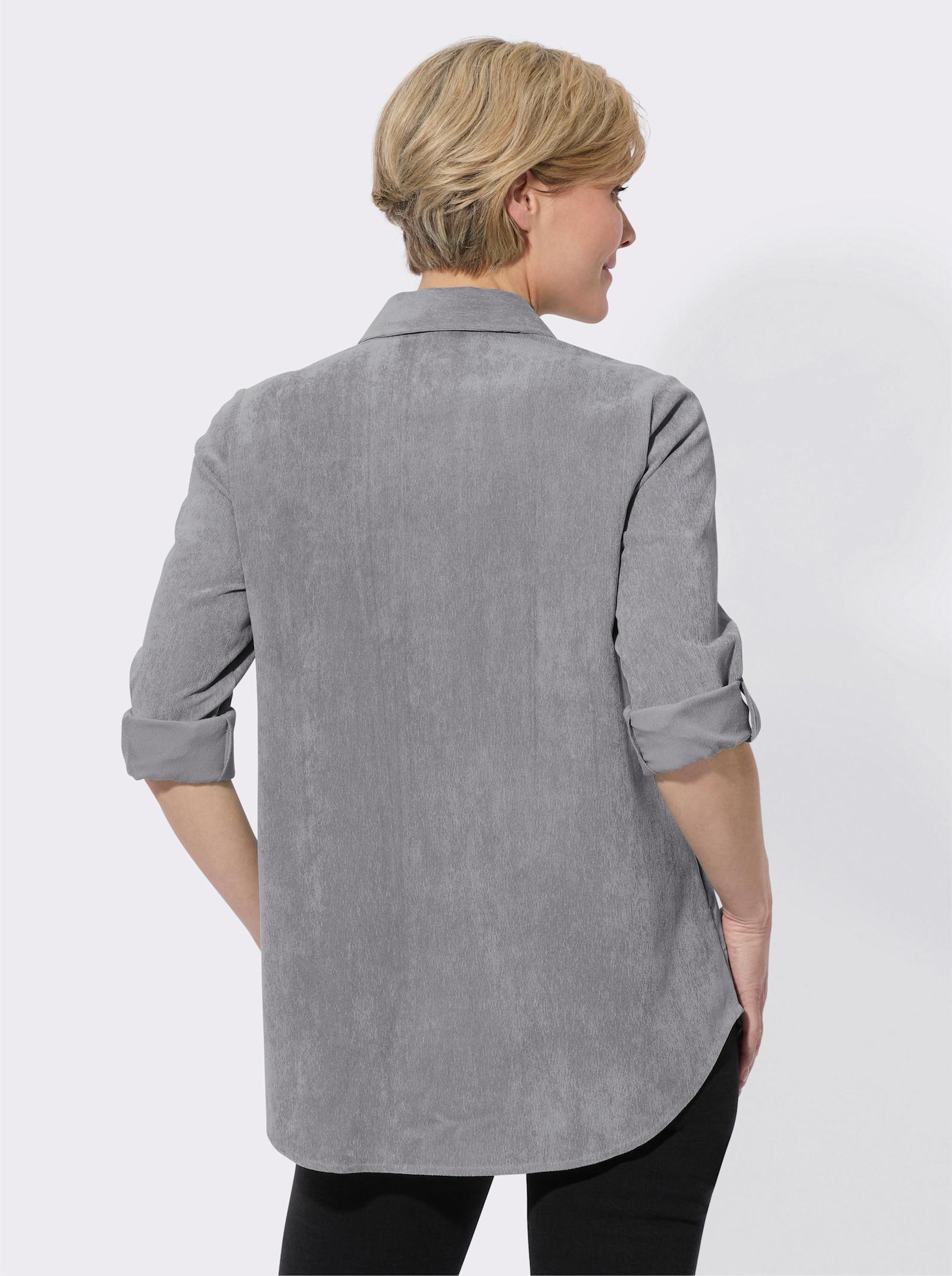 Dlhá blúzka s vyhrnuteľnými rukávmi - sivá