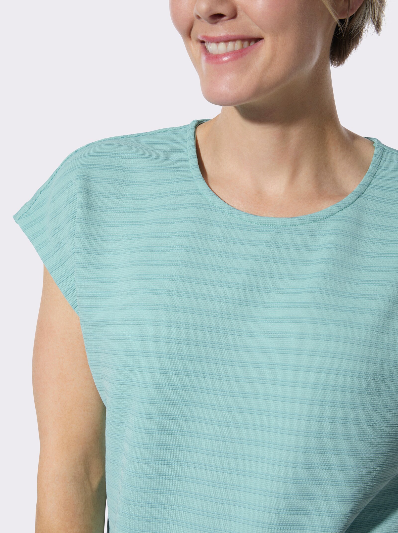 Rundhalsshirt mit Jacquardmuster - mint