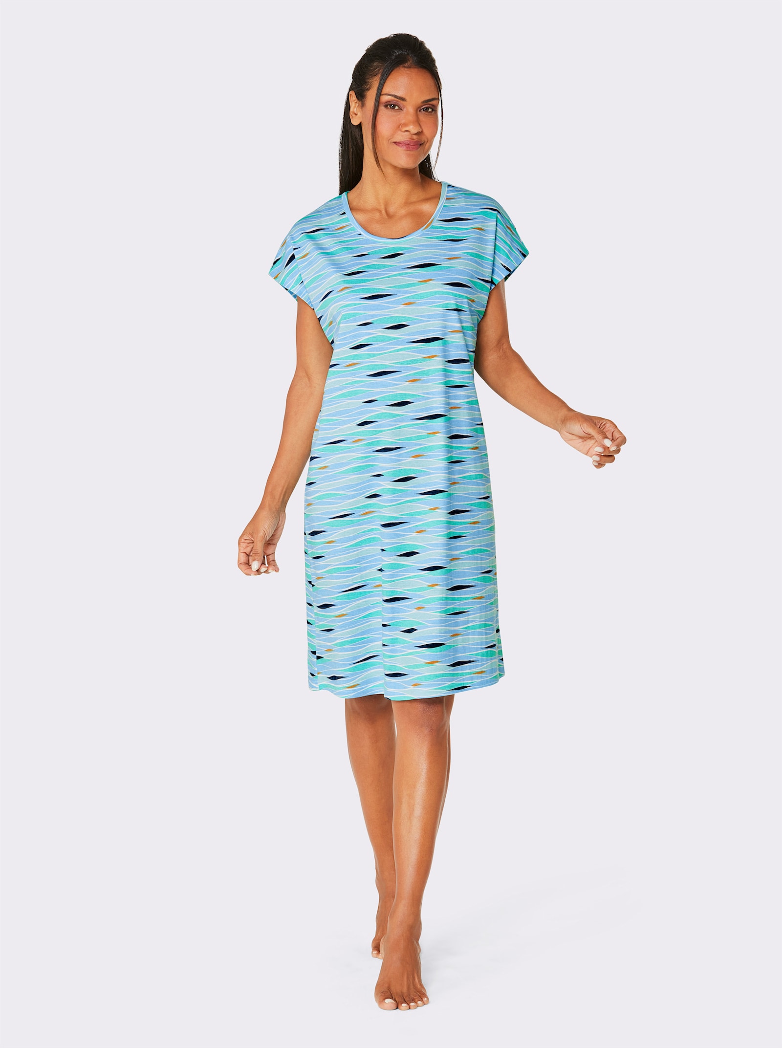 feel good Sommerkleid im Doppelpack - dunkelblau-bedruckt + aqua-bedruckt