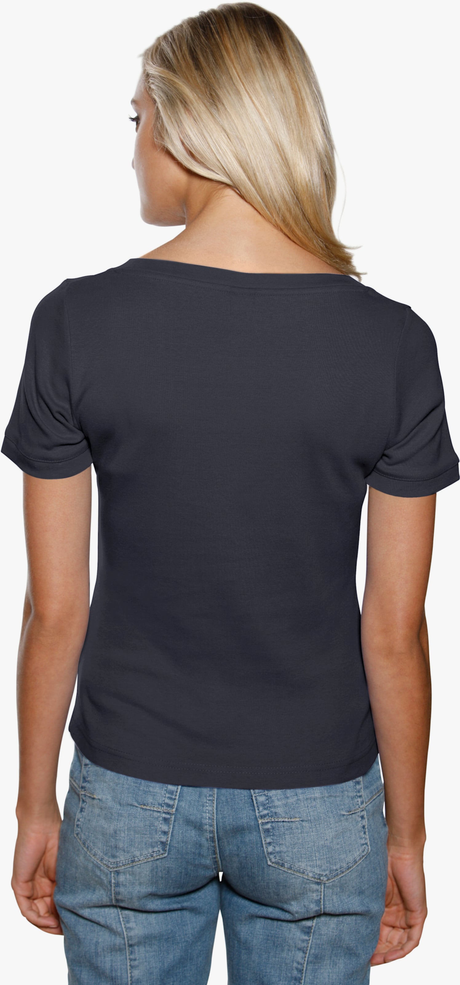 heine Shirt aus Rippenware - marine