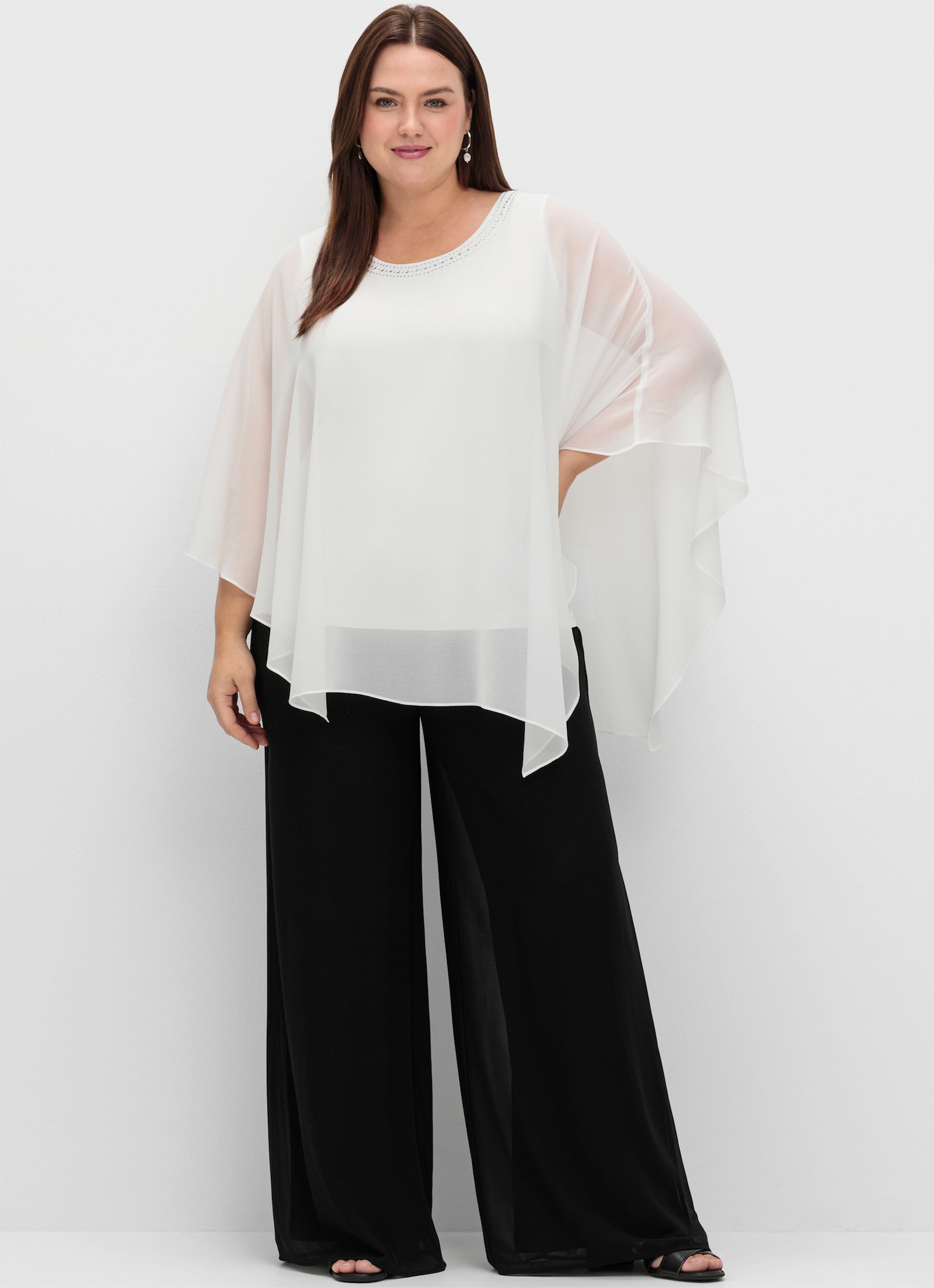 sheego Palazzohose aus Chiffon, im Lagenlook - schwarz