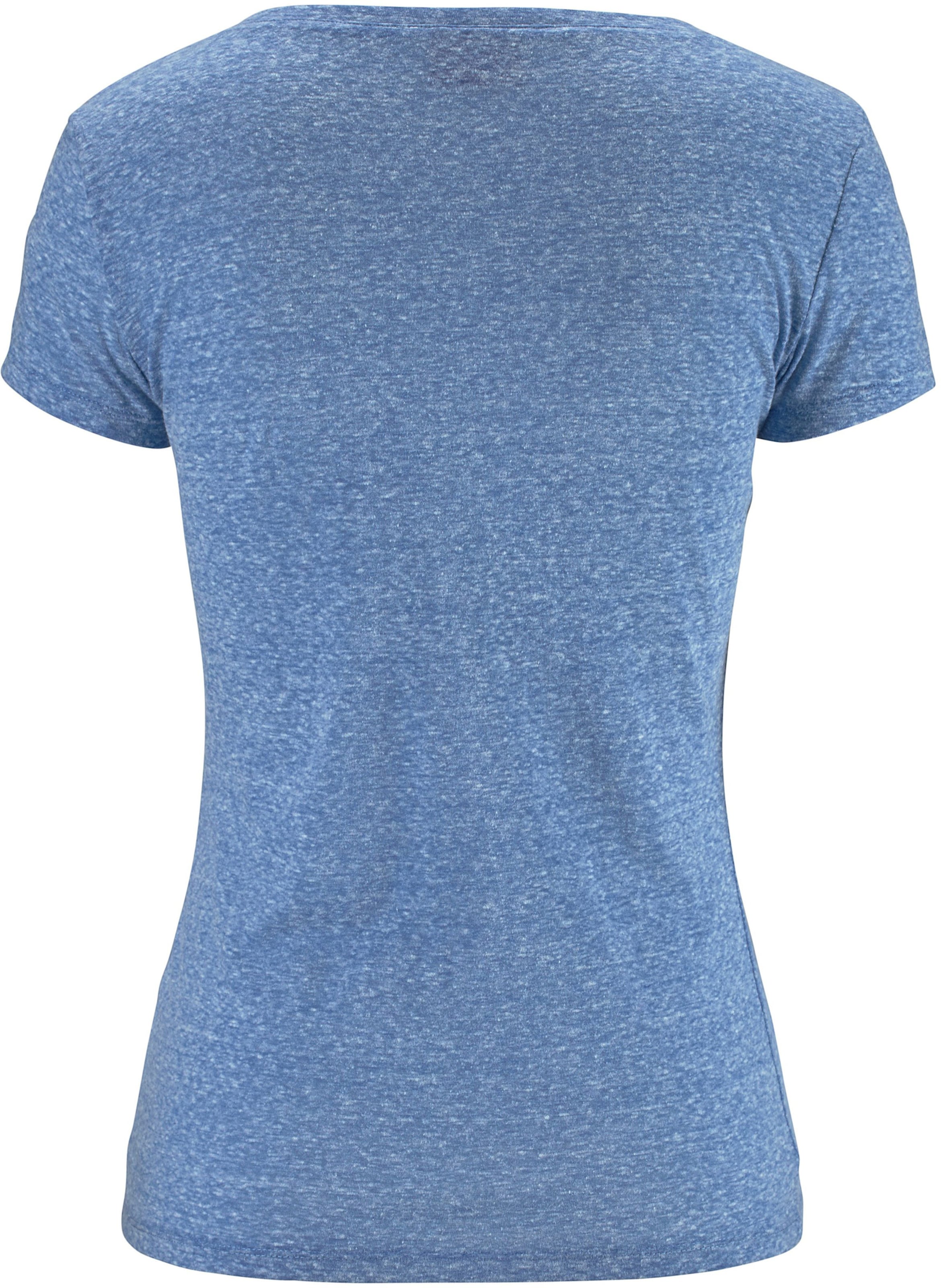 Lang Shirt  günstig Kaufen-Strandshirt in blau-meliert von Venice Beach. Strandshirt in blau-meliert von Venice Beach <![CDATA[Mit V-Ausschnitt in schönem Mélange-Effekt. Mit Print auf der Brust. Aus 60% Baumwolle, 40% Polyester.]]>. 