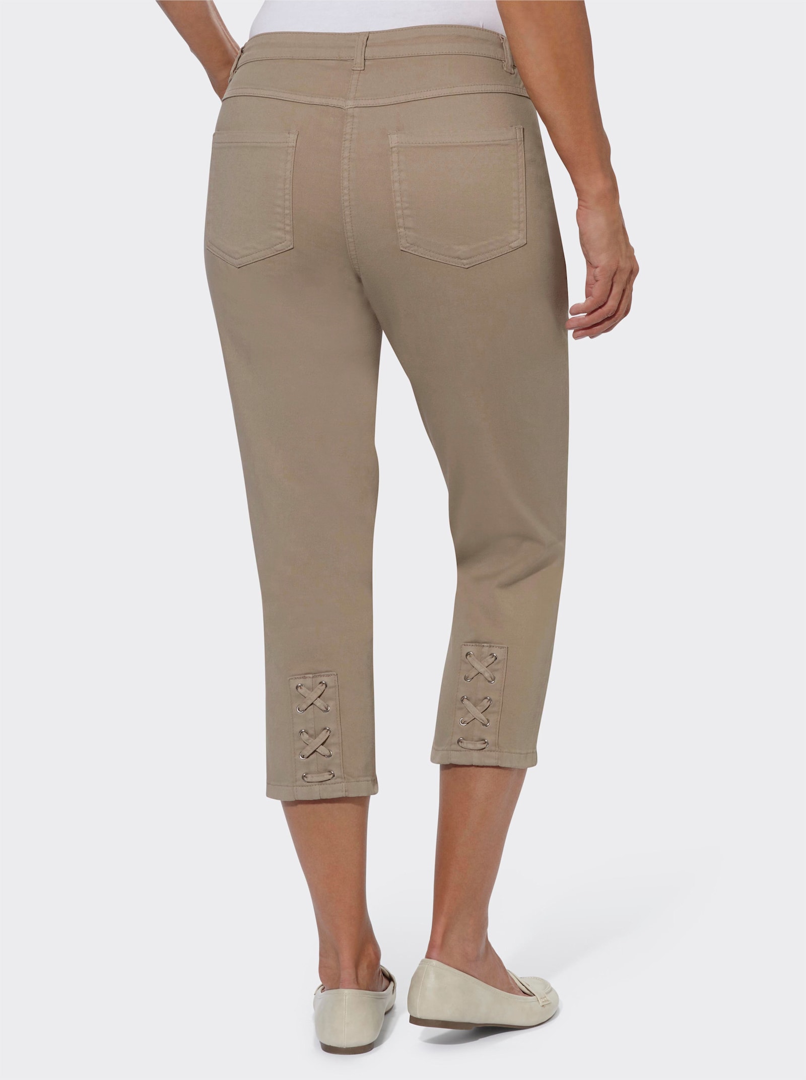 3/4-jeans met bandjesversiering - beige