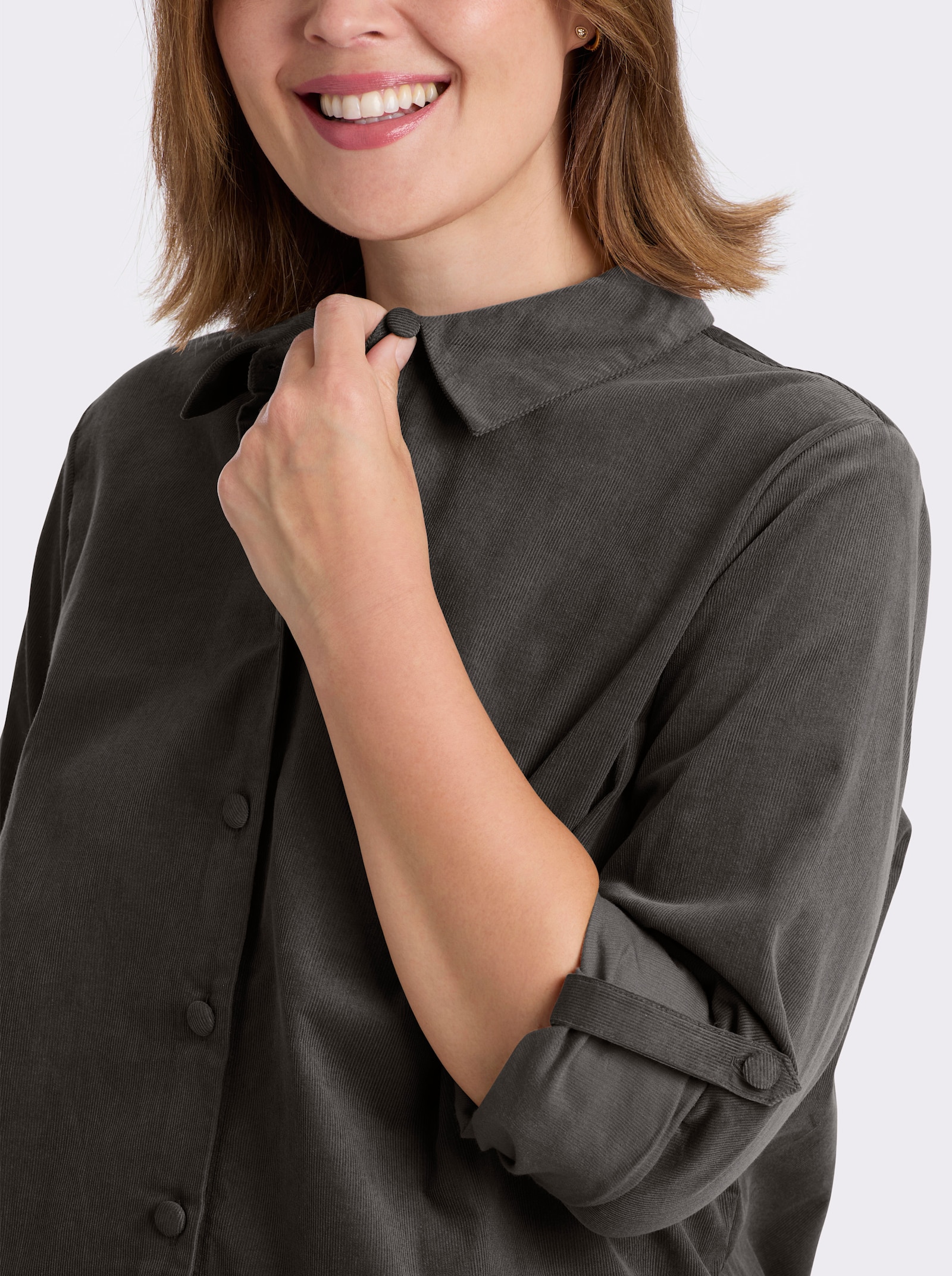 Hemdbluse in Cord-Qualität - graphit