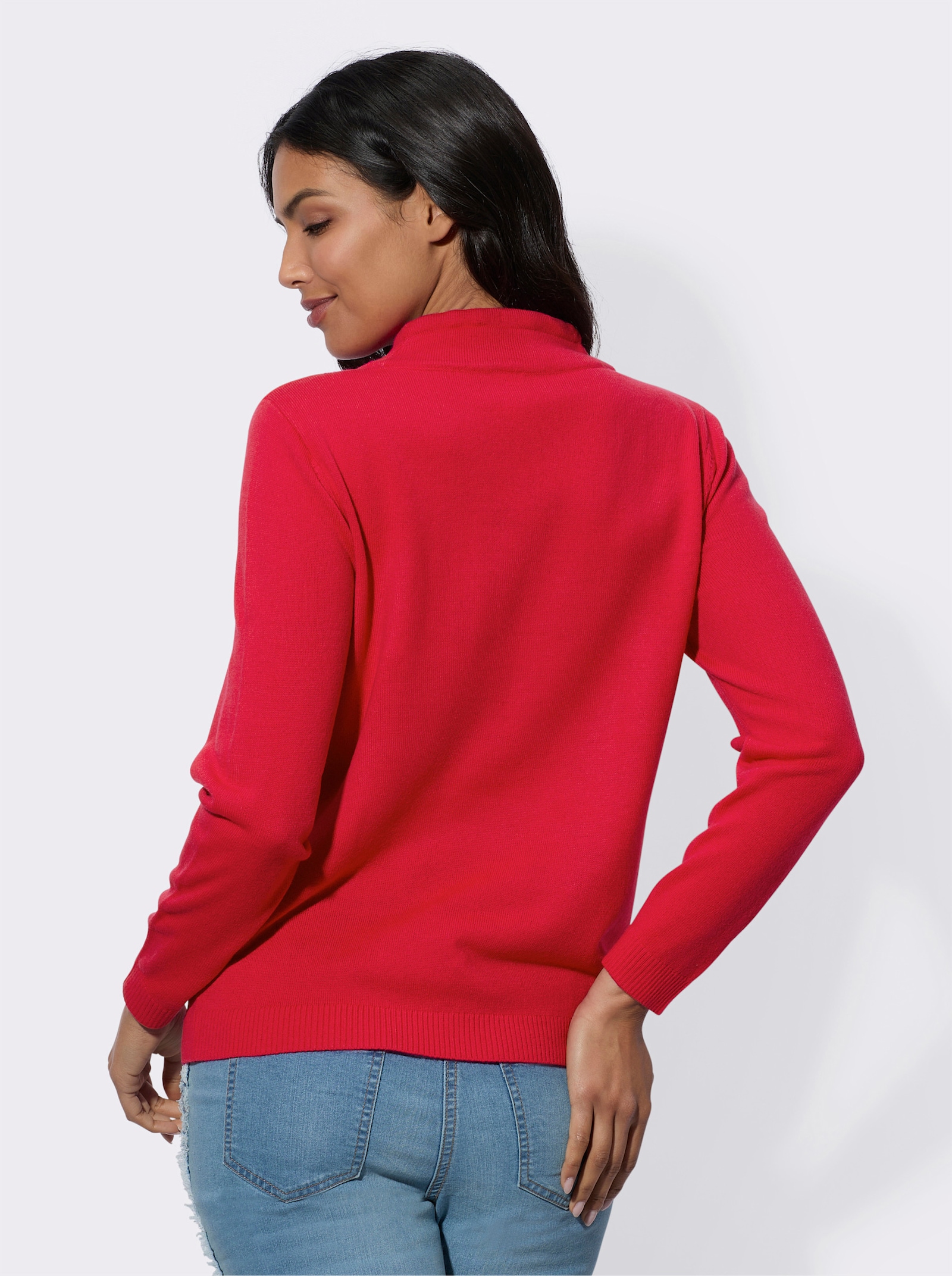 Langarm-Pullover mit Steinchen-Applikationen - pink