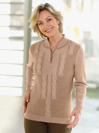 Bouclé-Pullover - elfenbein-meliert