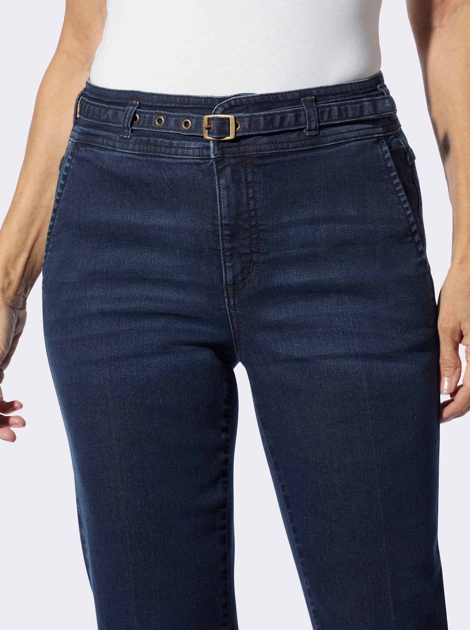 Bootcut-Jeans mit Waschung - dark blue