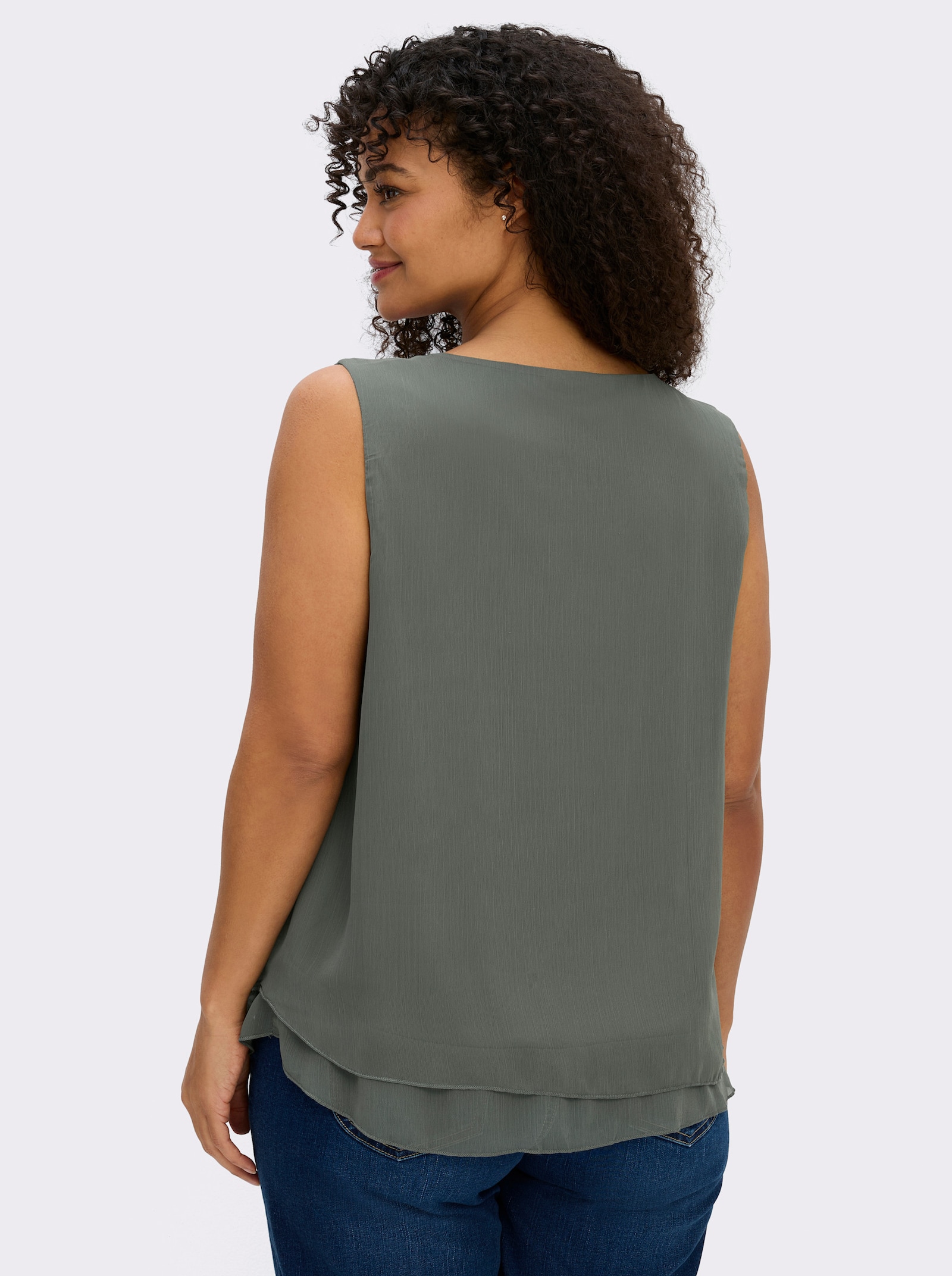 Blusentop in Crêpe-Qualität - khaki
