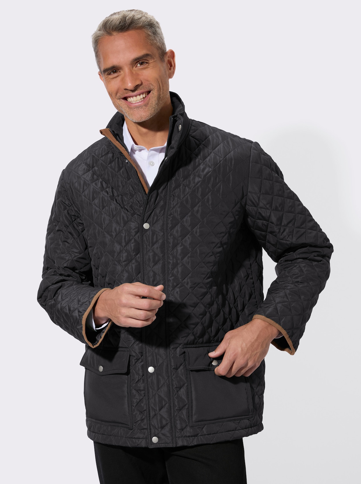 Steppjacke im Rautenmuster - schwarz