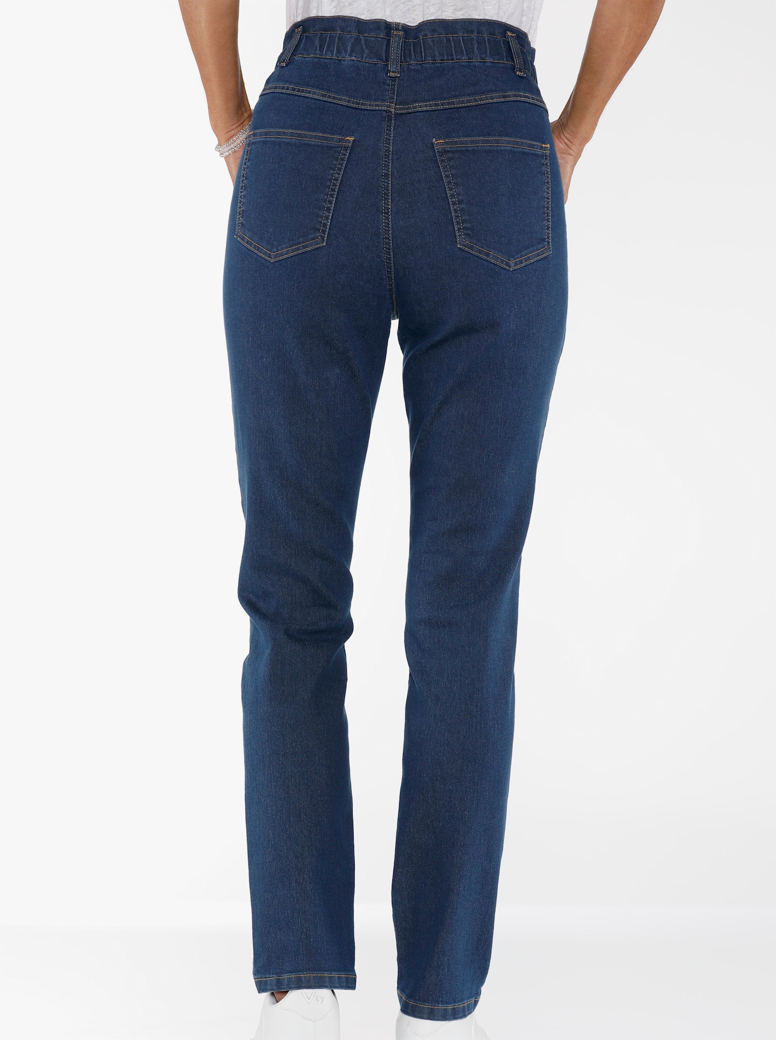 Jeans i paperbag-skärning - blue-stone-washed