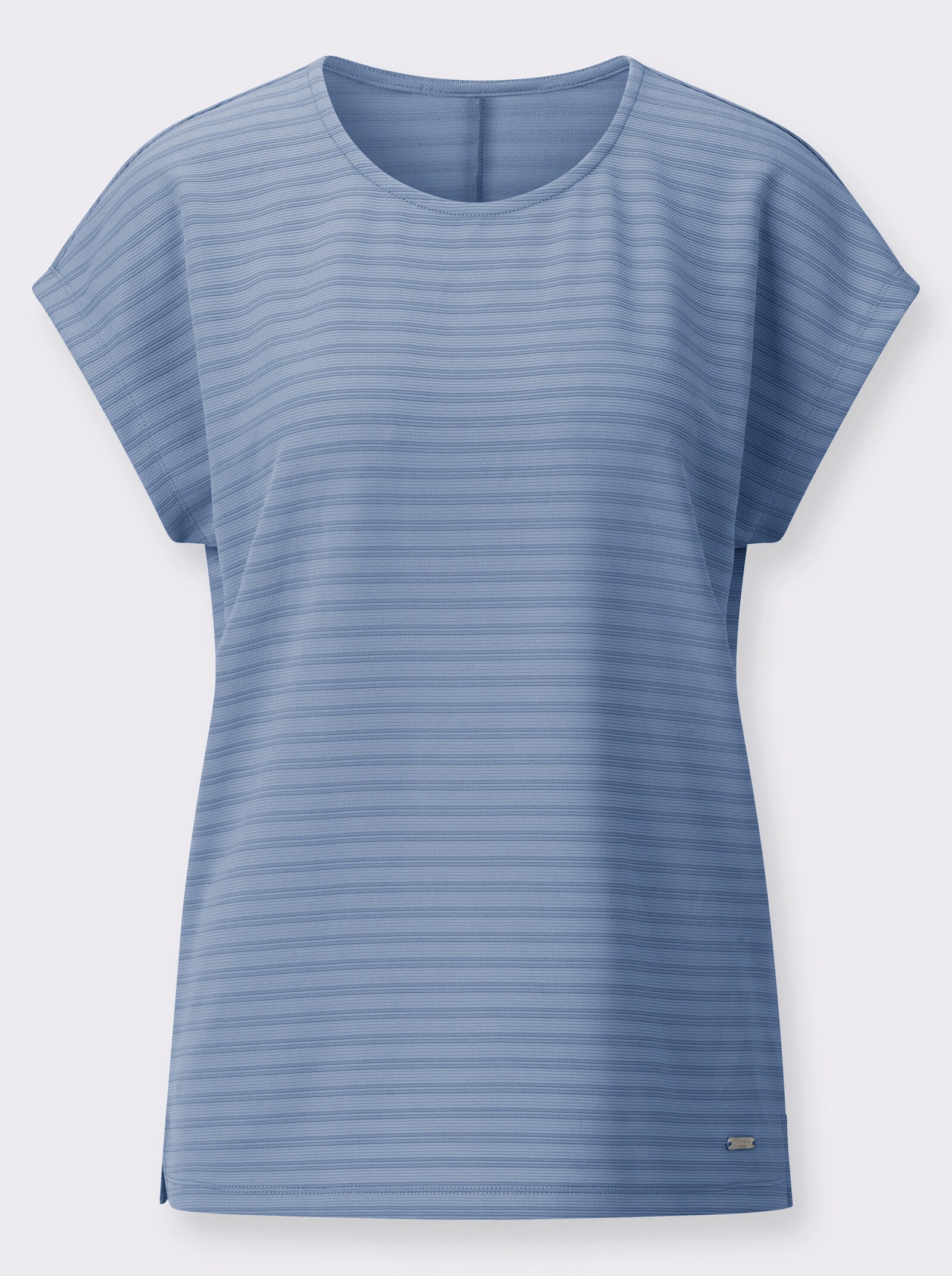 Rundhalsshirt mit Jacquardmuster - bleu