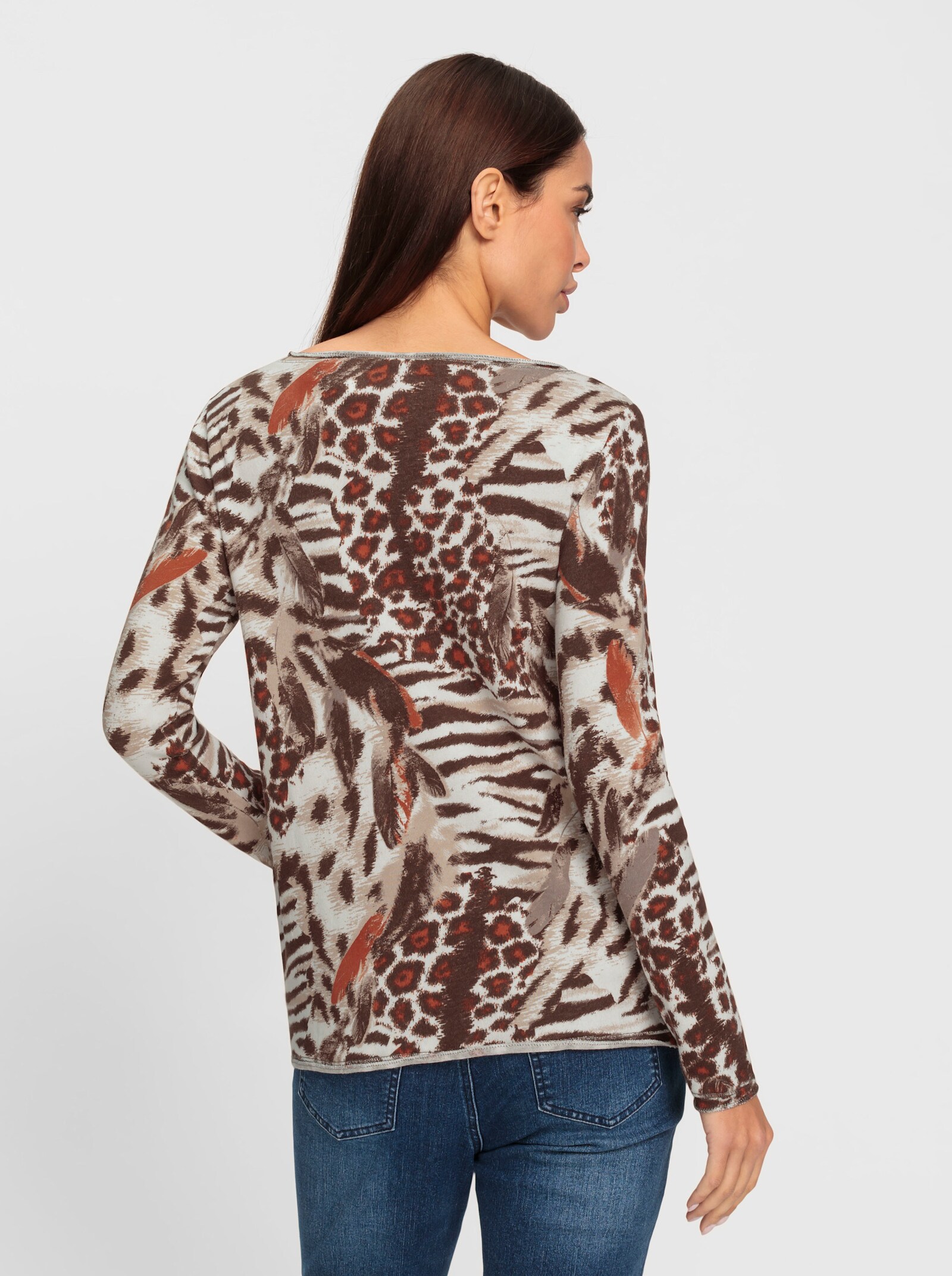 heine Langarmshirt mit Animal-Dessin - beige-orange