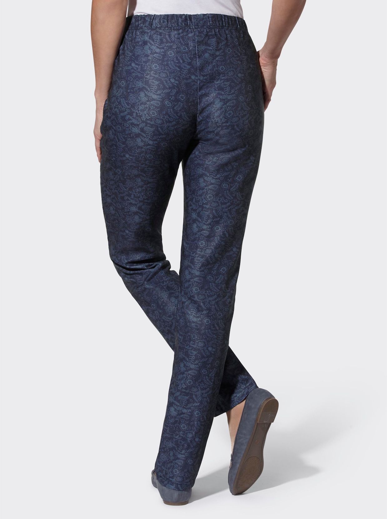 Bedrukte broek - marine + jeansblauw bedrukt