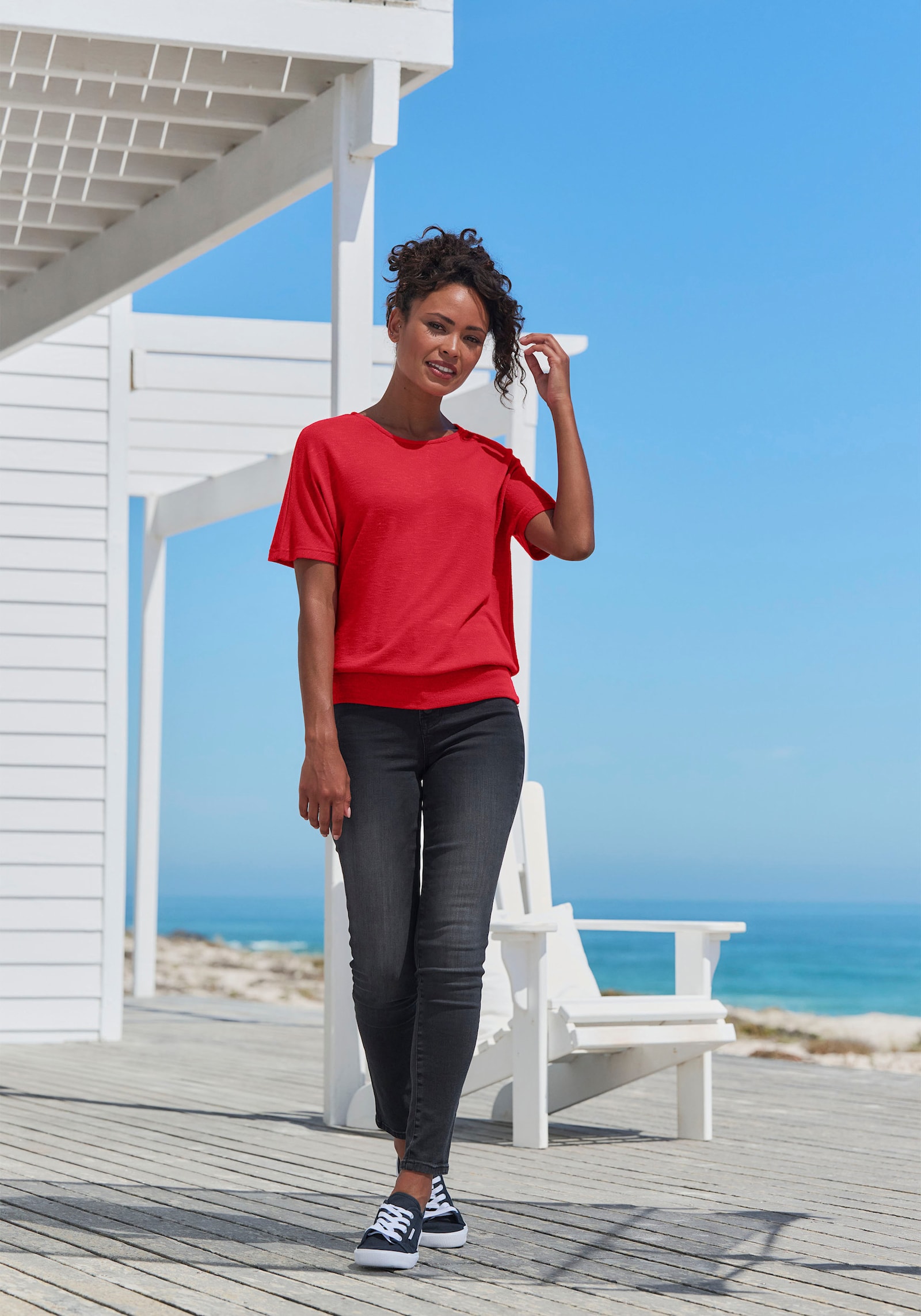 Vivance Kurzarmshirt - korallenrot, navy