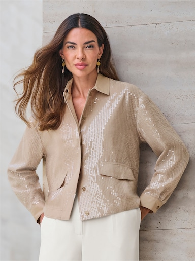 heine Blusenjacke mit Pailletten - beige