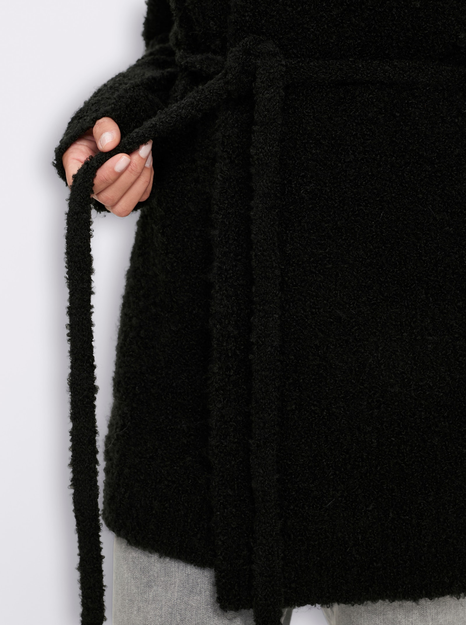 heine Strickjacke in Bouclé-Optik - schwarz