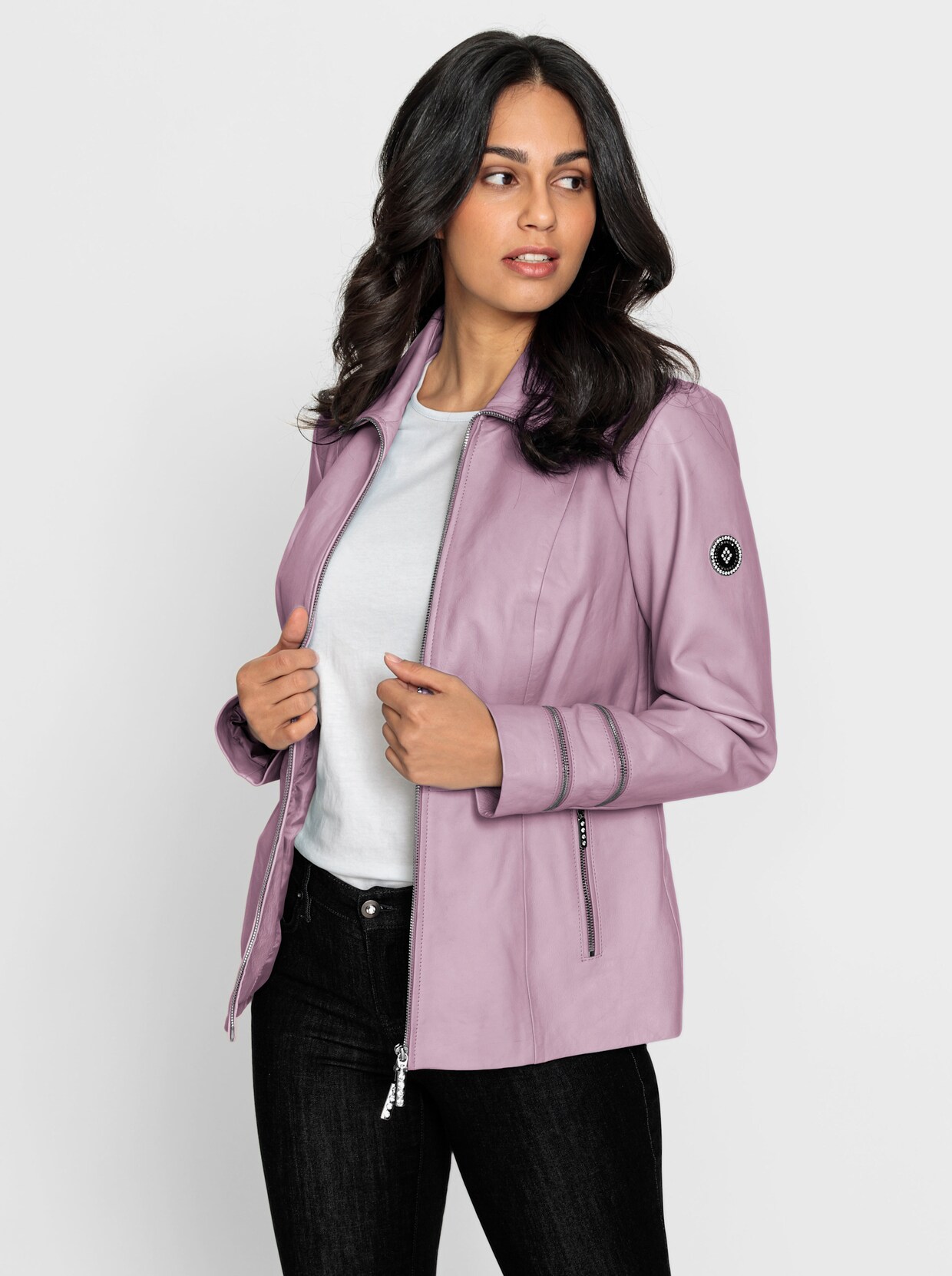 Leder-Jacke - rosé