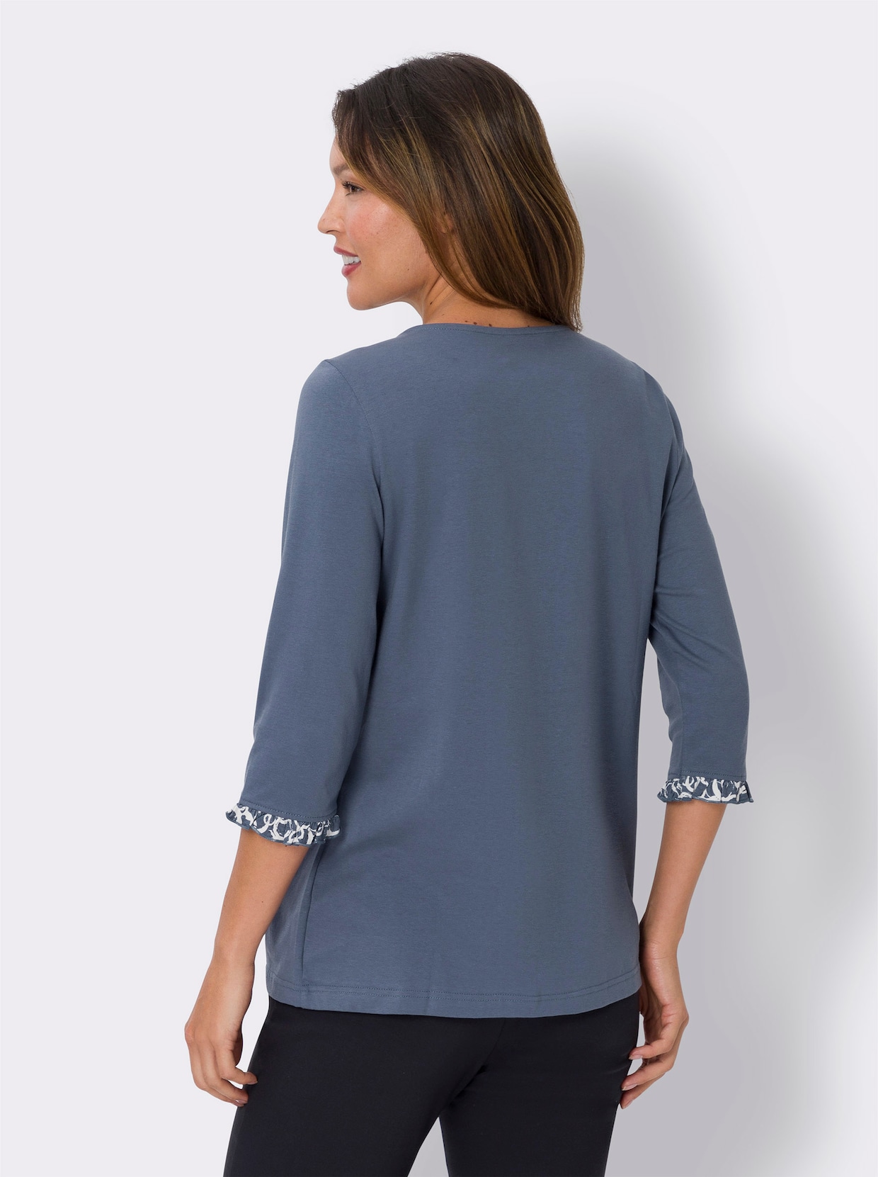 2-in-1-Shirt - rauchblau-ecru