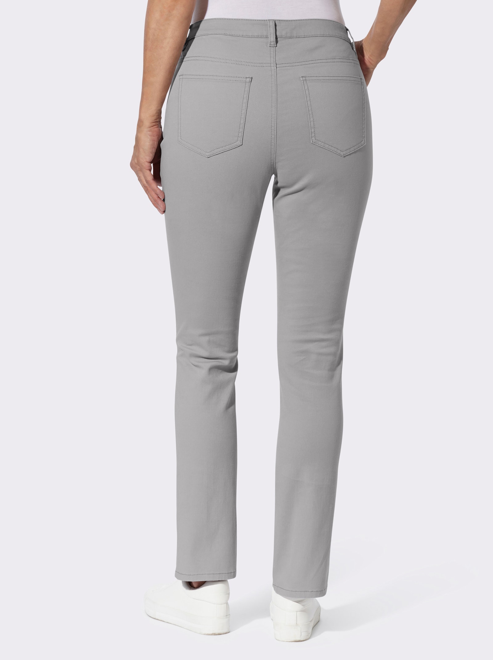 Jeans mit Stickerei an den Seitennähten - steingrau