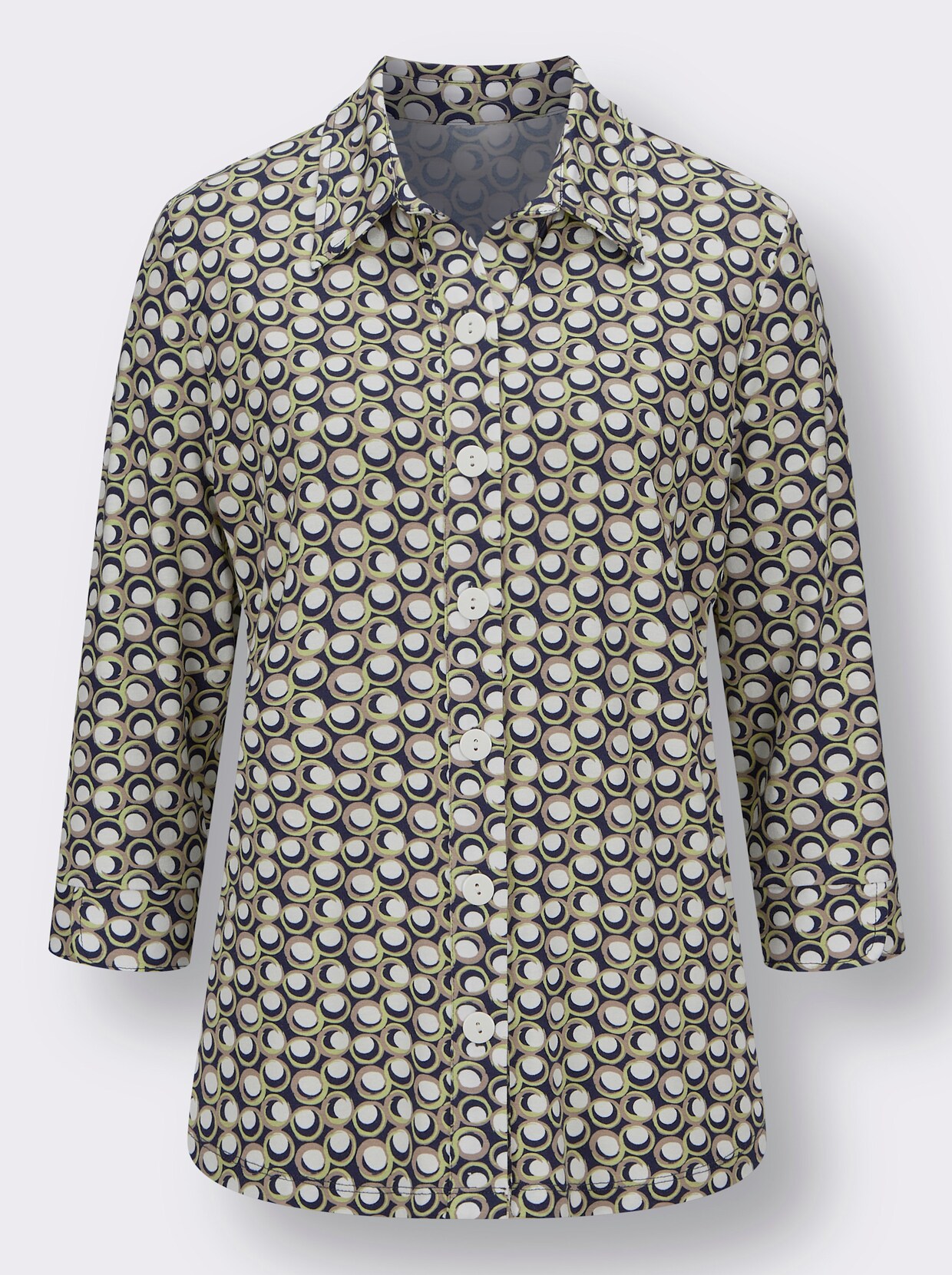 Jerseyblouse - pistazie/marine geprint