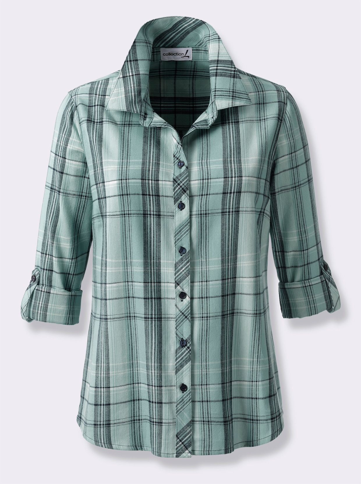 Flanellbluse - kalkmint-kariert
