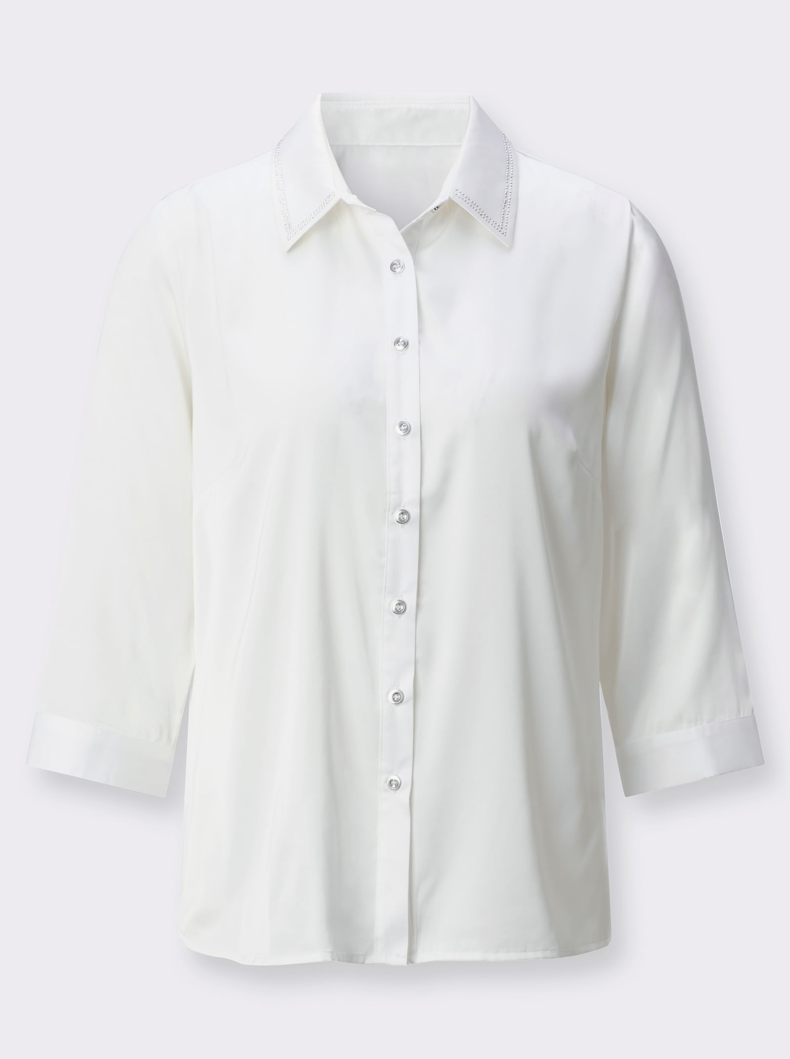 Hemdbluse in Satin-Qualität - ecru