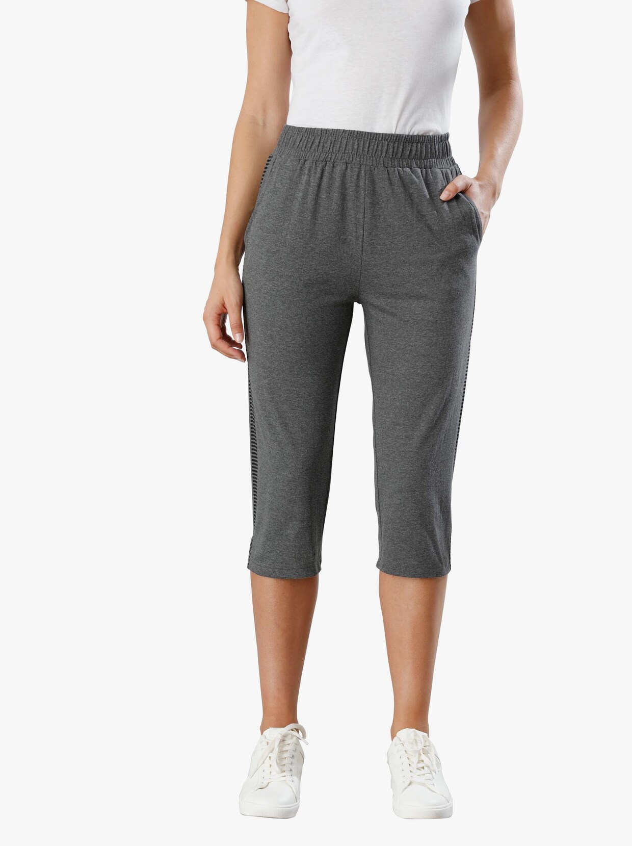Capri-Freizeithose - anthrazit-meliert