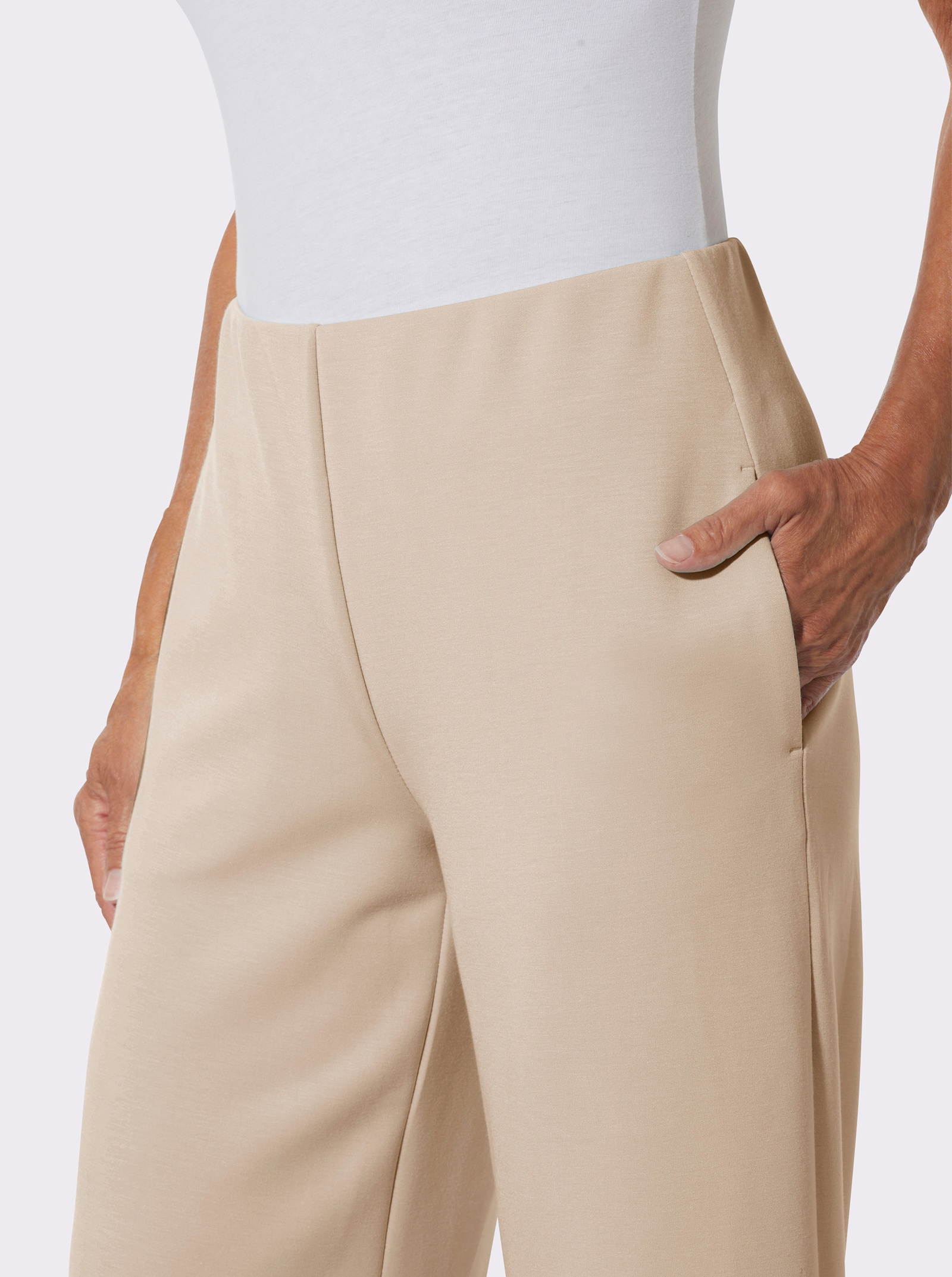 Jerseyhose mit weiten Beinen - beige