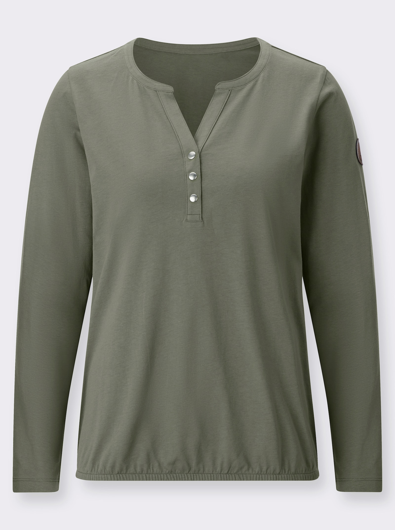 Langarmshirt mit elastischem Saum - khaki