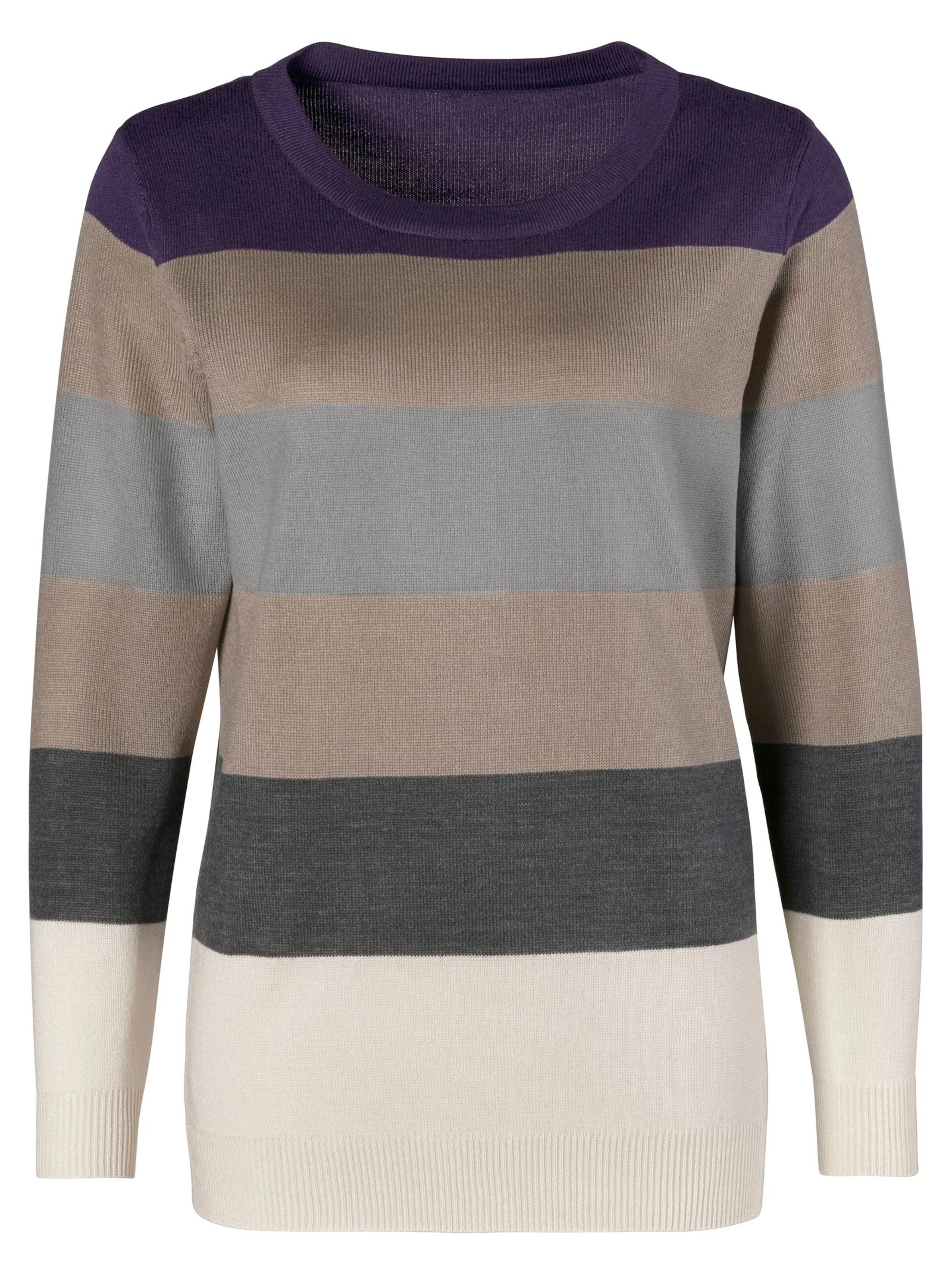 Pullover - taupe-gestreift