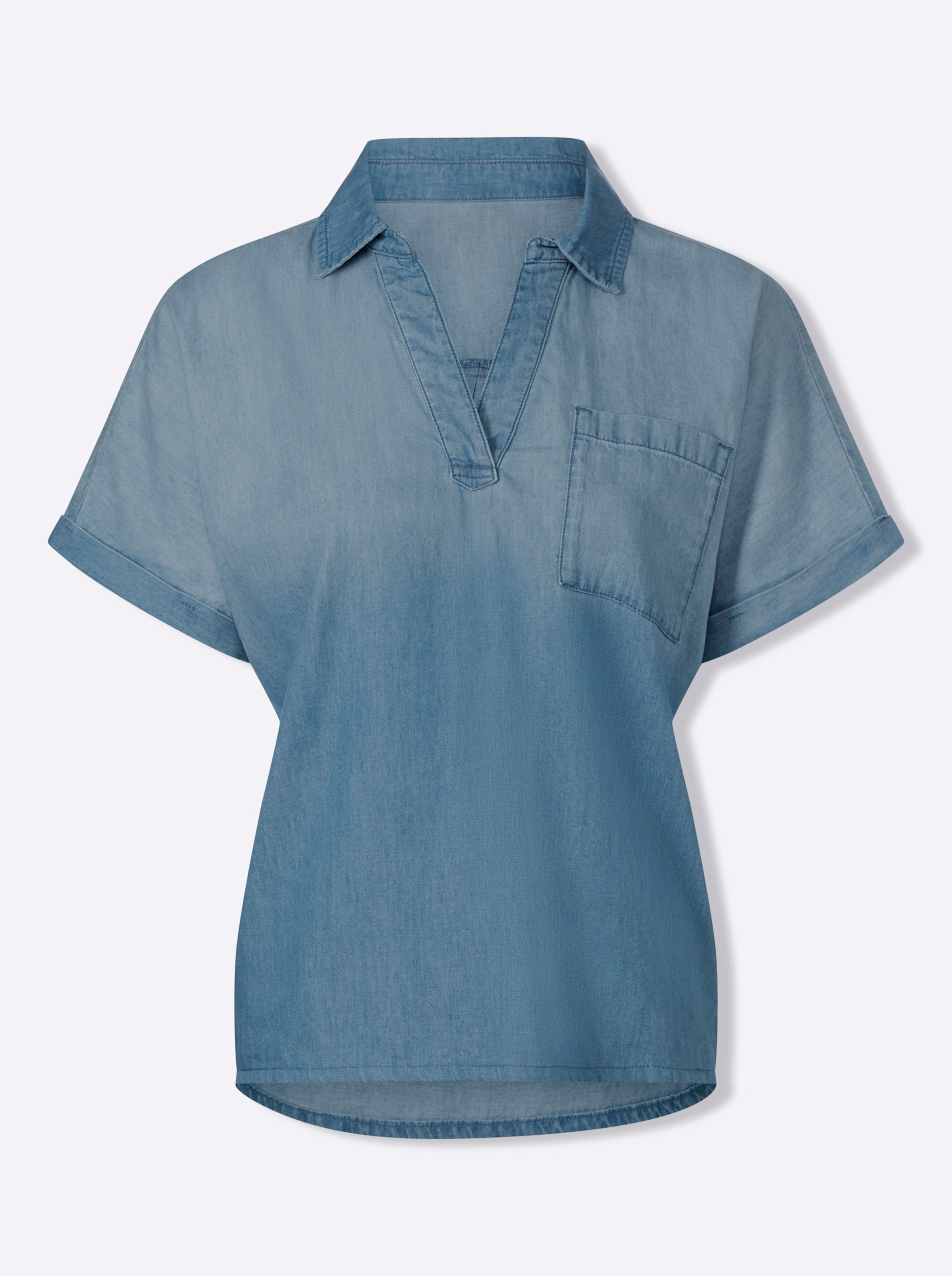 Blue-Bleached Jeansbluse