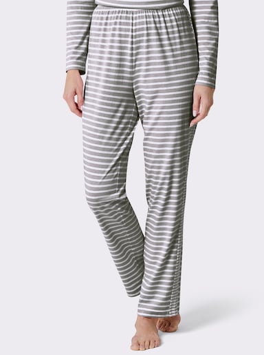wäschepur Schlafanzug-Hose - steingrau-weiß-geringelt