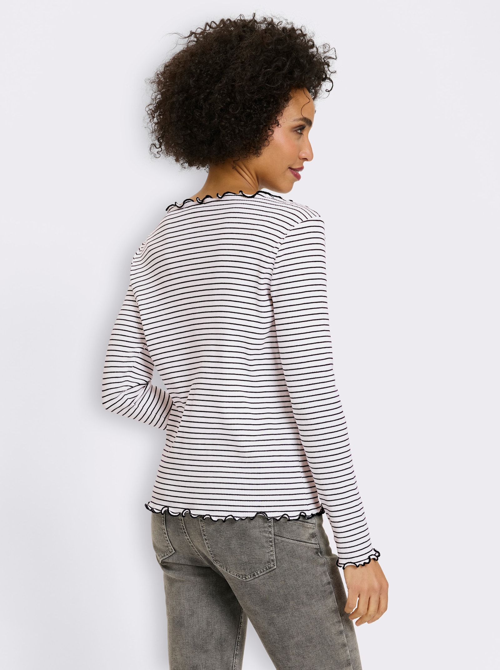 heine Rippshirt mit Ringelstreifen - ecru-marine-geringelt