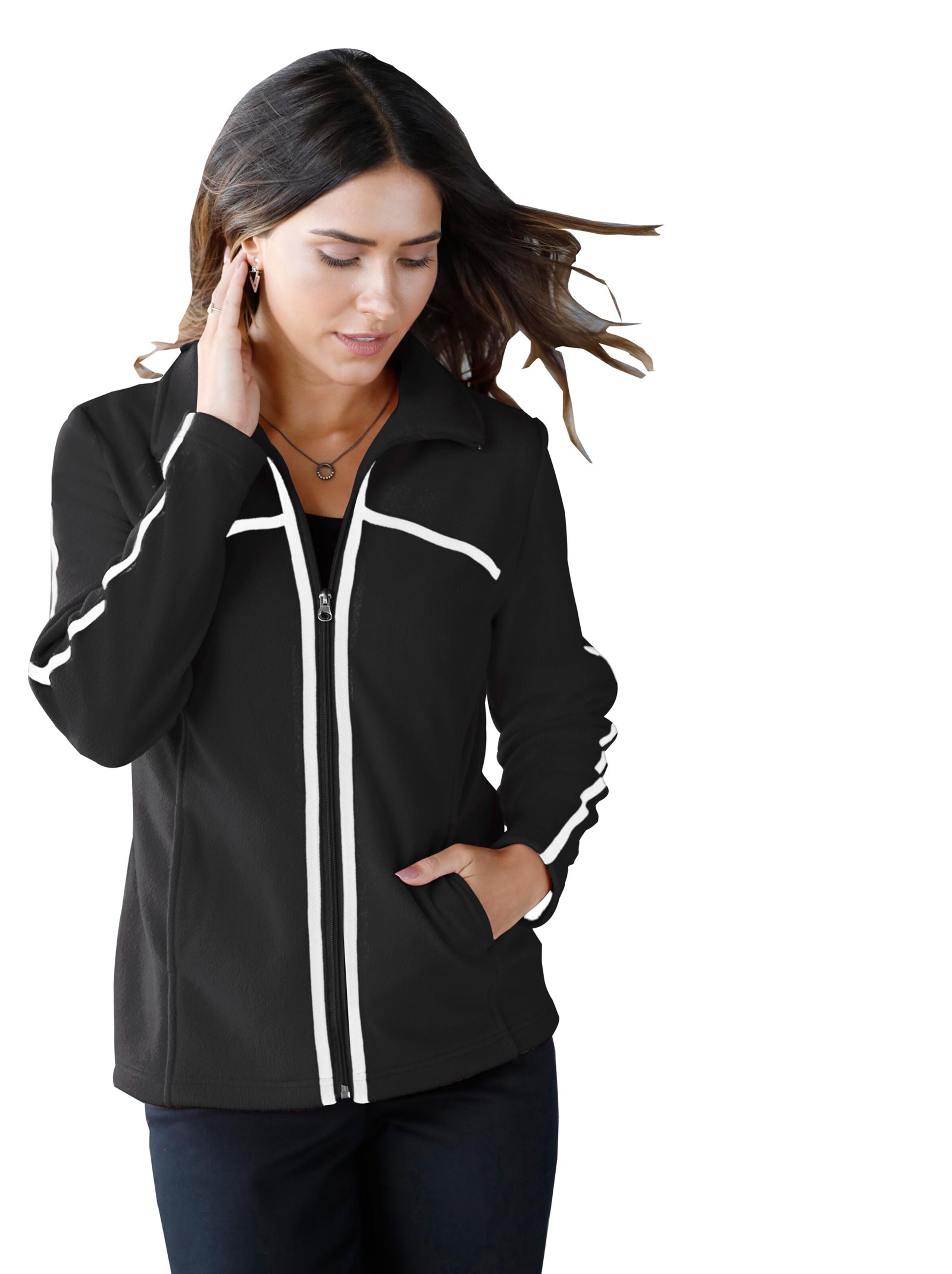 Fleece-Jacke - schwarz-weiß