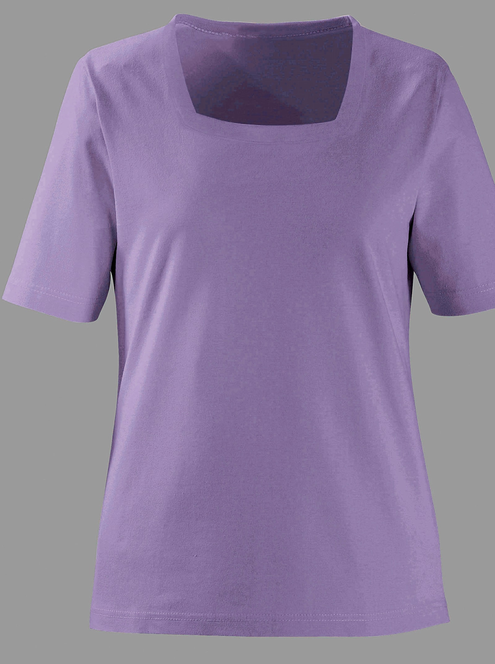 Kurzarmshirt mit Karree-Ausschnitt - lavendel