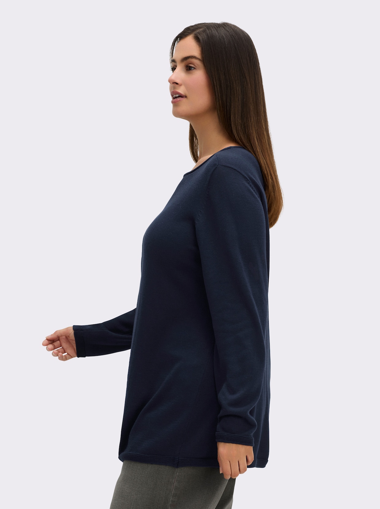 sheego Lange pullover - diepblauw