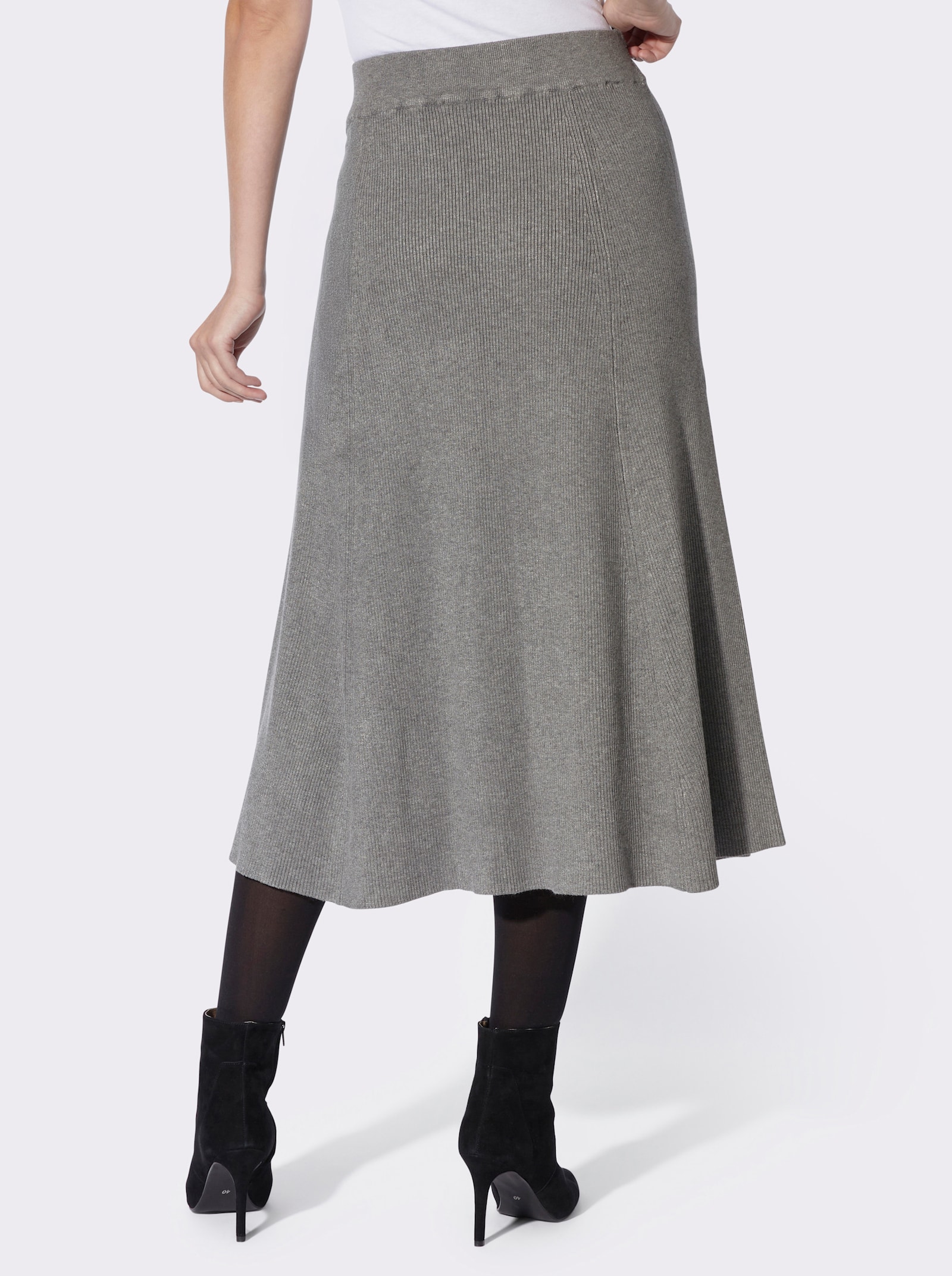 heine A-Linien-Rock mit Rundum-Dehnbund - grau-meliert