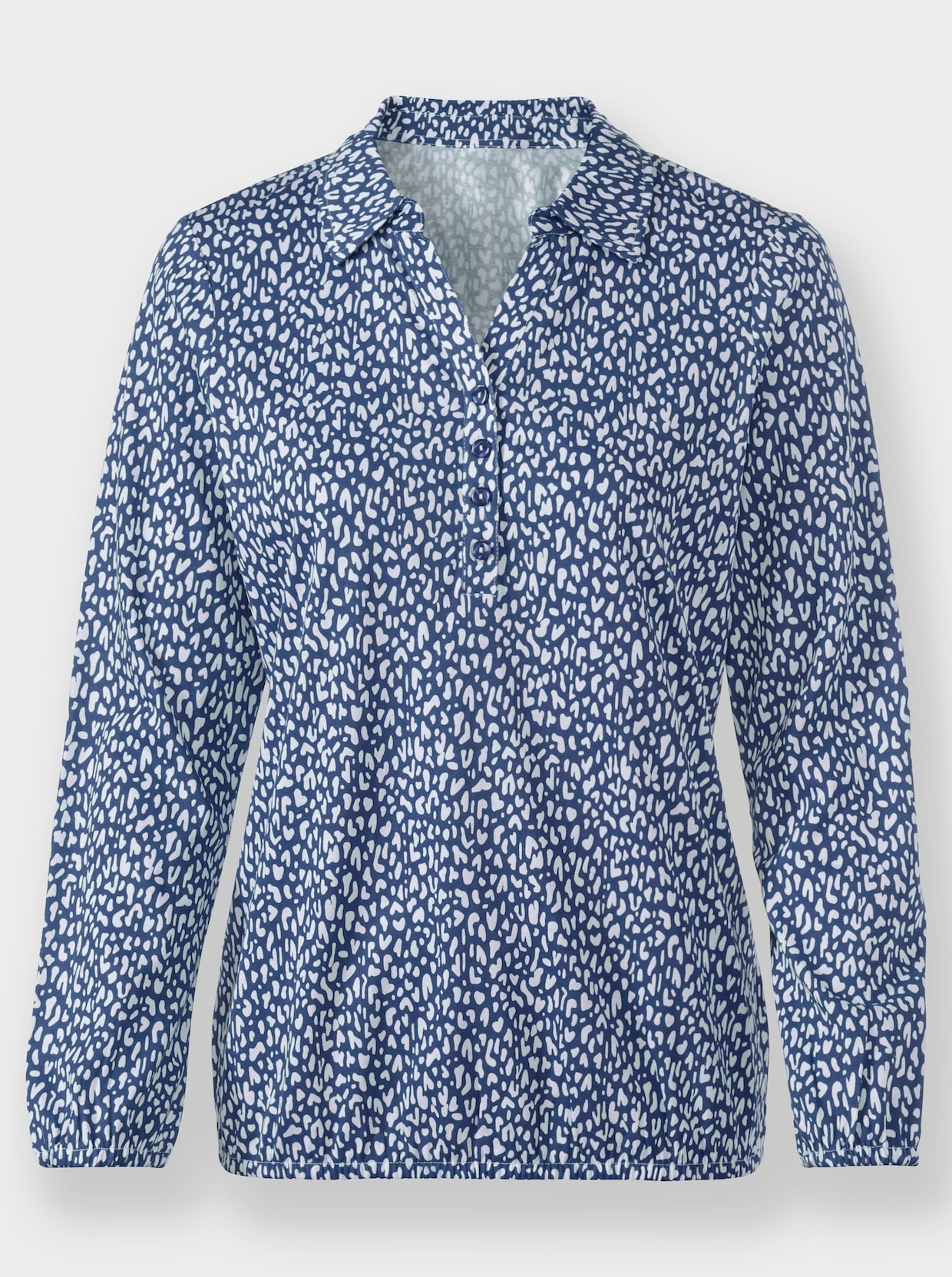 Shirt met lange mouwen - jeansblauw/wit geprint