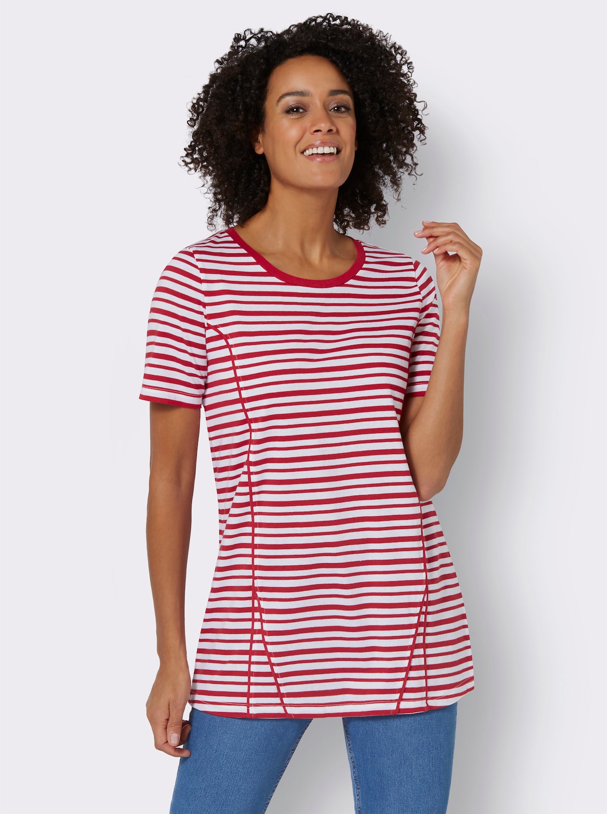 Lang shirt - rood/wit gestreept