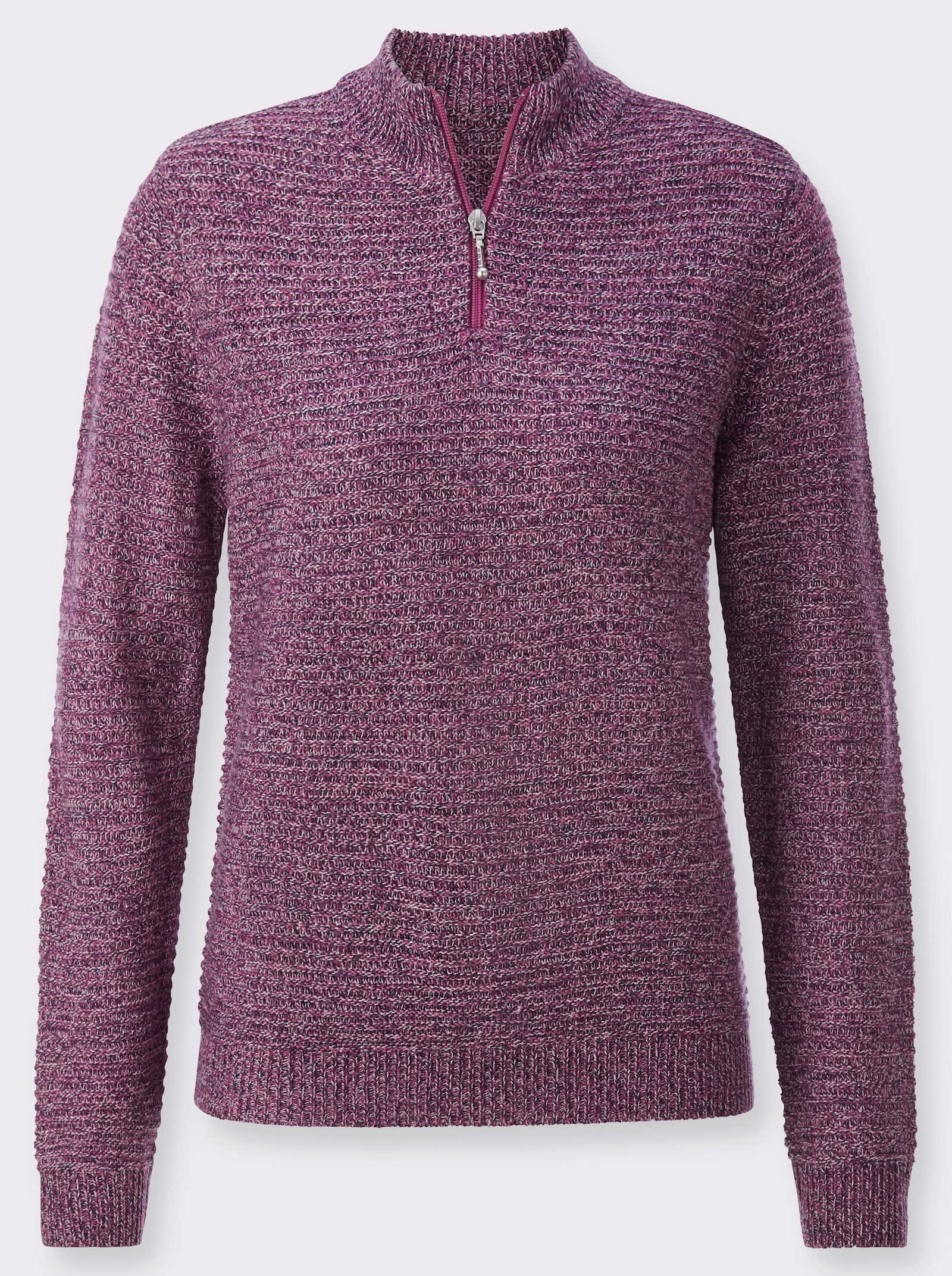 Langarm-Pullover mit Zipper - erika-marine-meliert