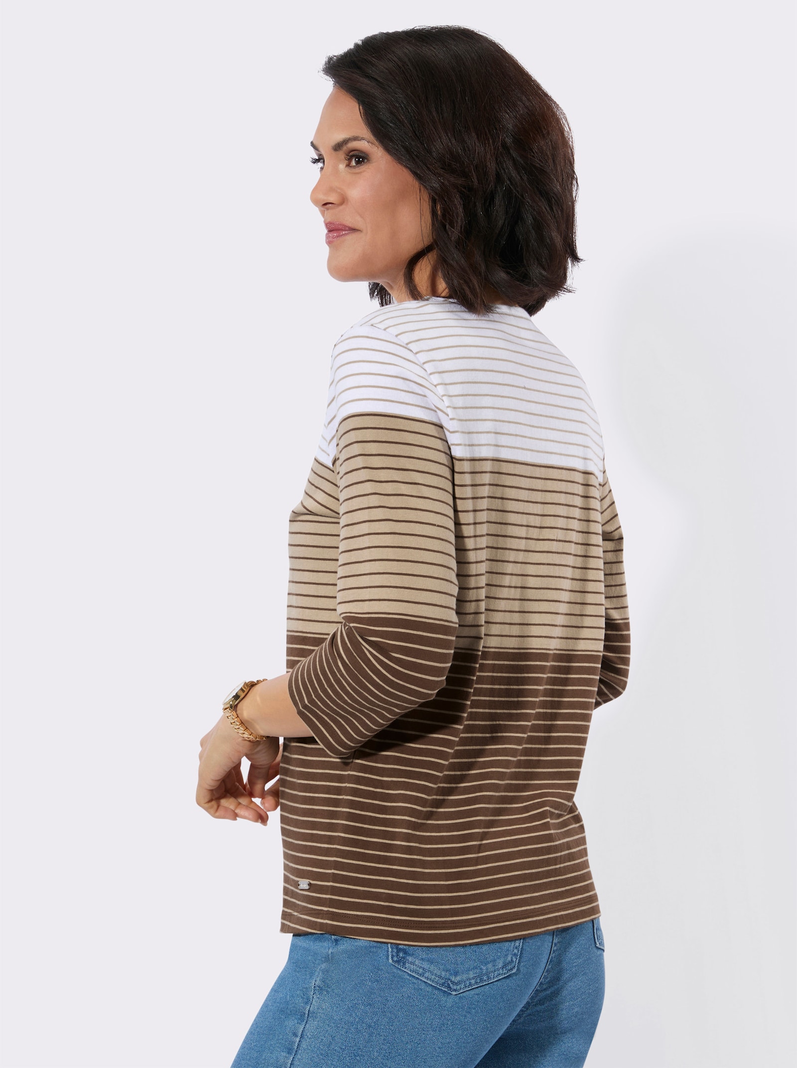 Ringelshirt - braun-ecru-geringelt