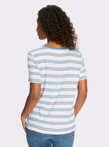 heine Kurzarmshirt - bleu-ecru-gestreift