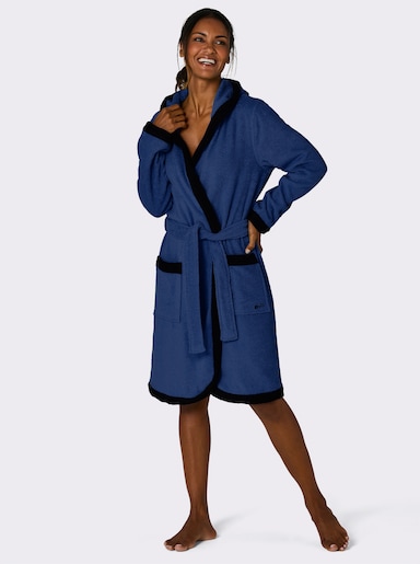 feel good Bademantel - royalblau-schwarz