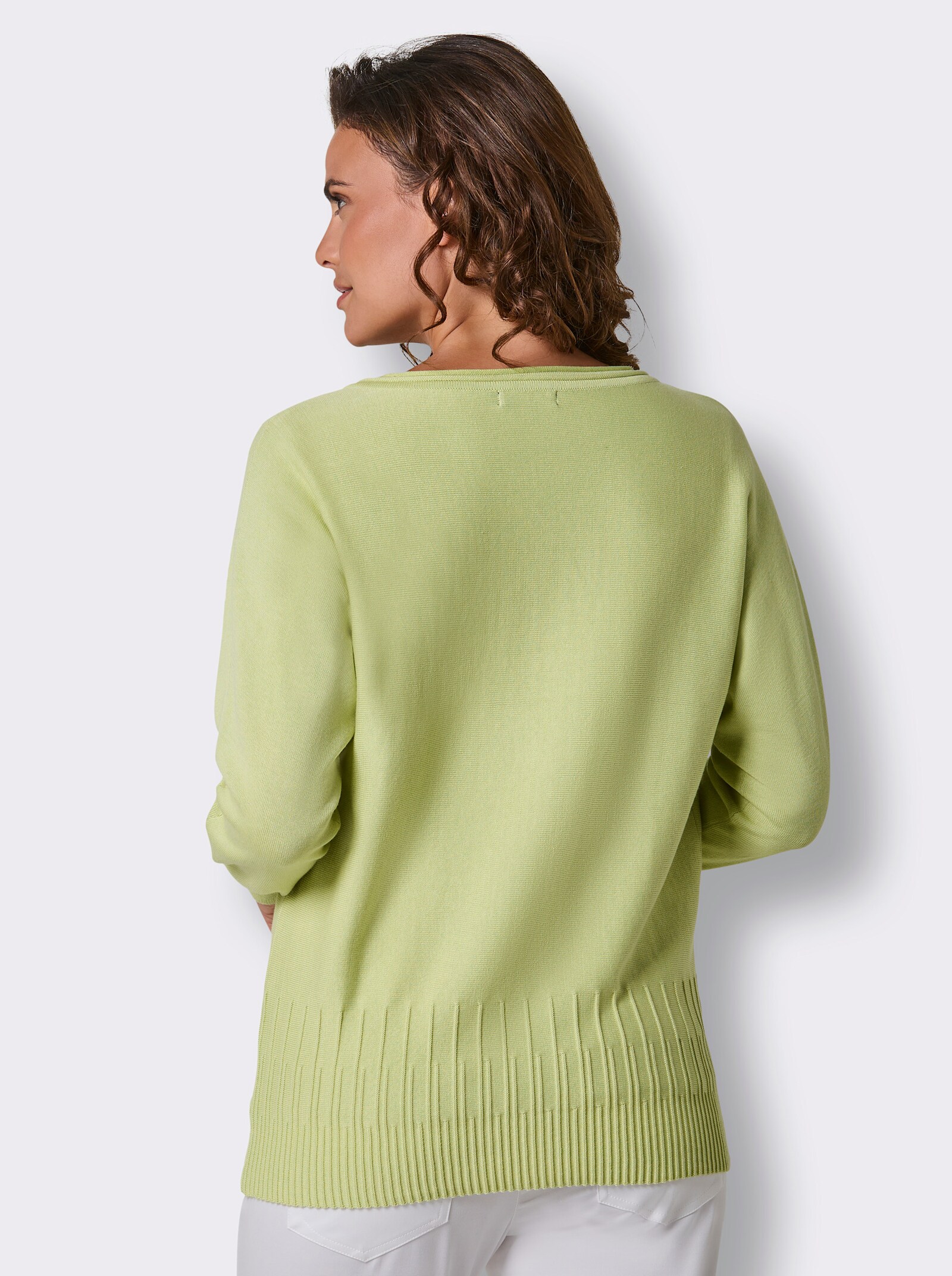 CREATION L PREMIUM Feinstrickjacke mit Fledermaus-Ärmeln - pistazie