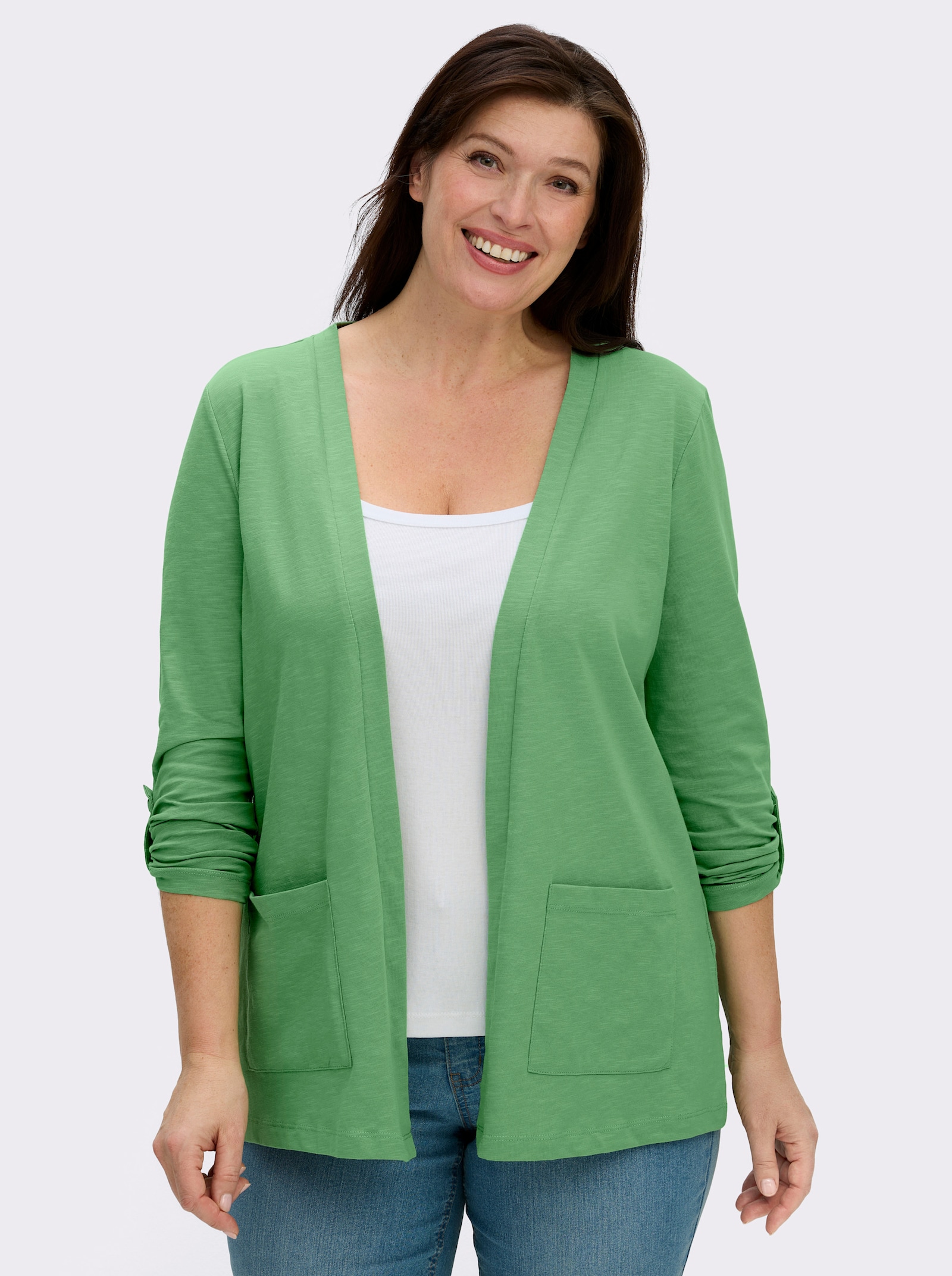 Shirtjacke mit Flammgarn-Struktur - apfel